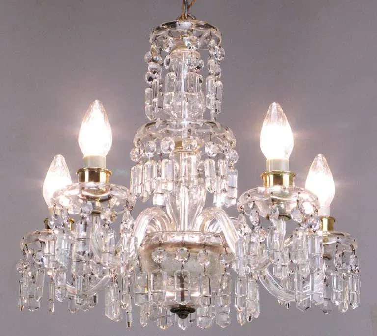 Lightolier Cut-Crystal Five-Arm Chandelier, Circa 1940s - 3