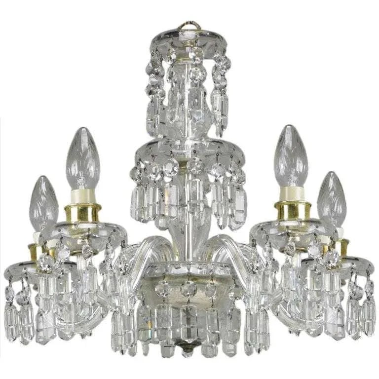 Lightolier Cut-Crystal Five-Arm Chandelier, Circa 1940s - 4