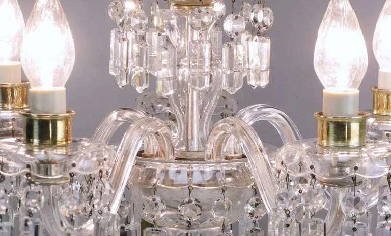 Lightolier Cut-Crystal Five-Arm Chandelier, Circa 1940s - 8