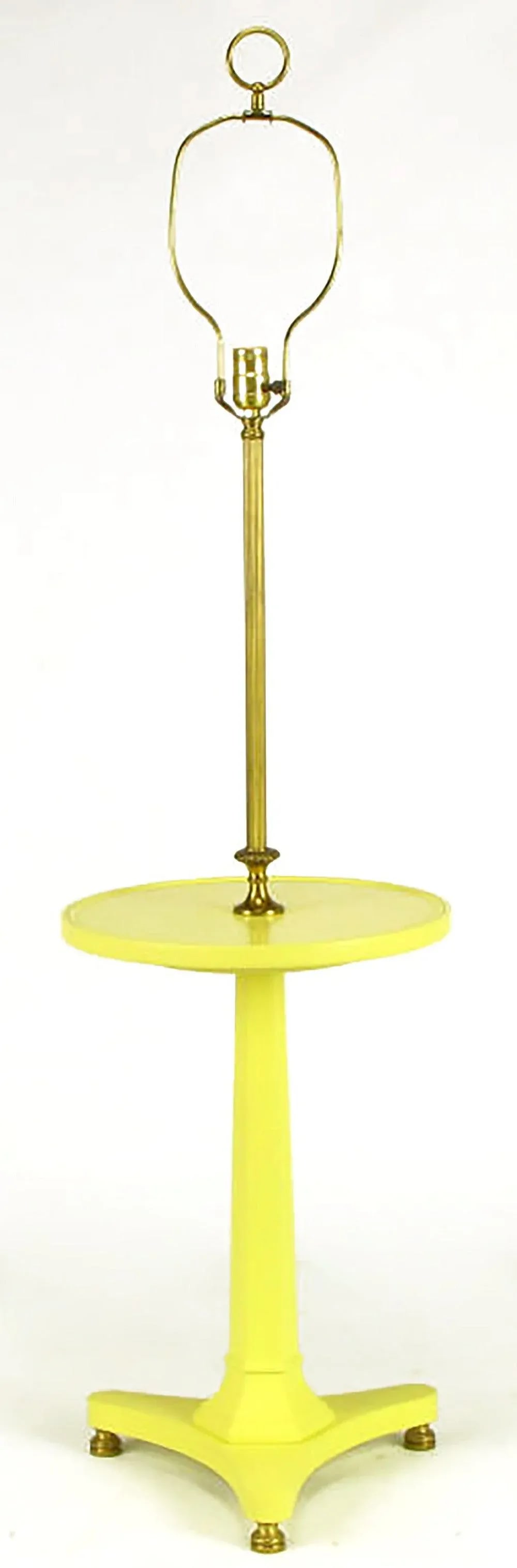 Yellow Lacquered Wood and Brass Regency Floor Lamp - 2