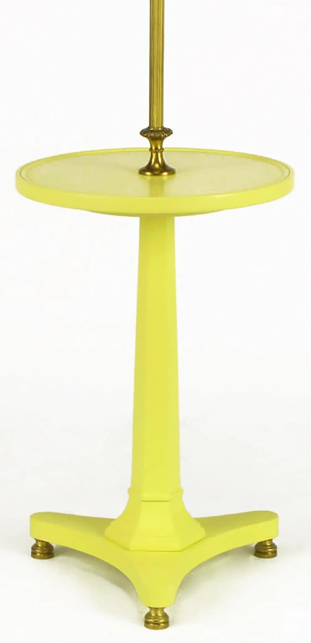 Yellow Lacquered Wood and Brass Regency Floor Lamp - 3