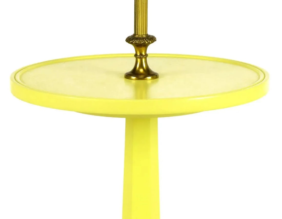 Yellow Lacquered Wood and Brass Regency Floor Lamp - 4