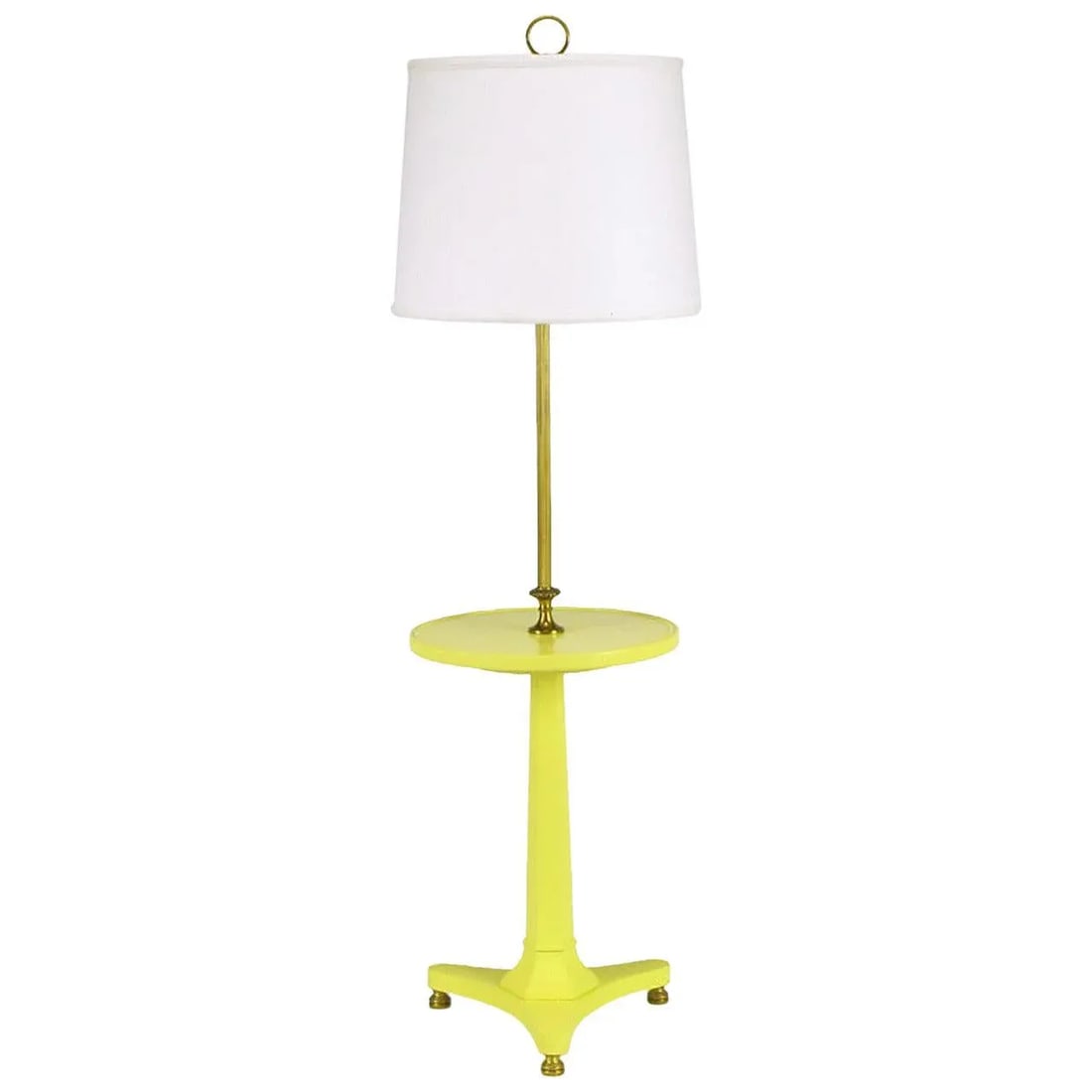 Yellow Lacquered Wood and Brass Regency Floor Lamp - 8