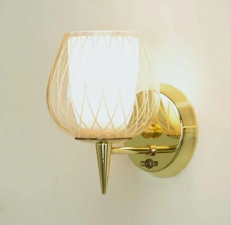 Gerald Thurston for Lightolier Etched Glass and Brass Sconces - a Pair - 8