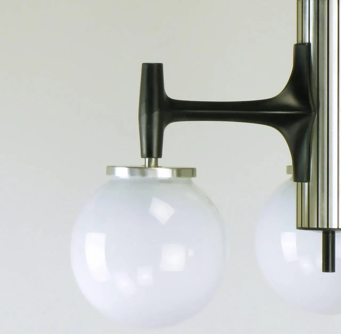 Litecraft Black Enameled and Brushed Aluminum Three-Globe Chandelier - 5
