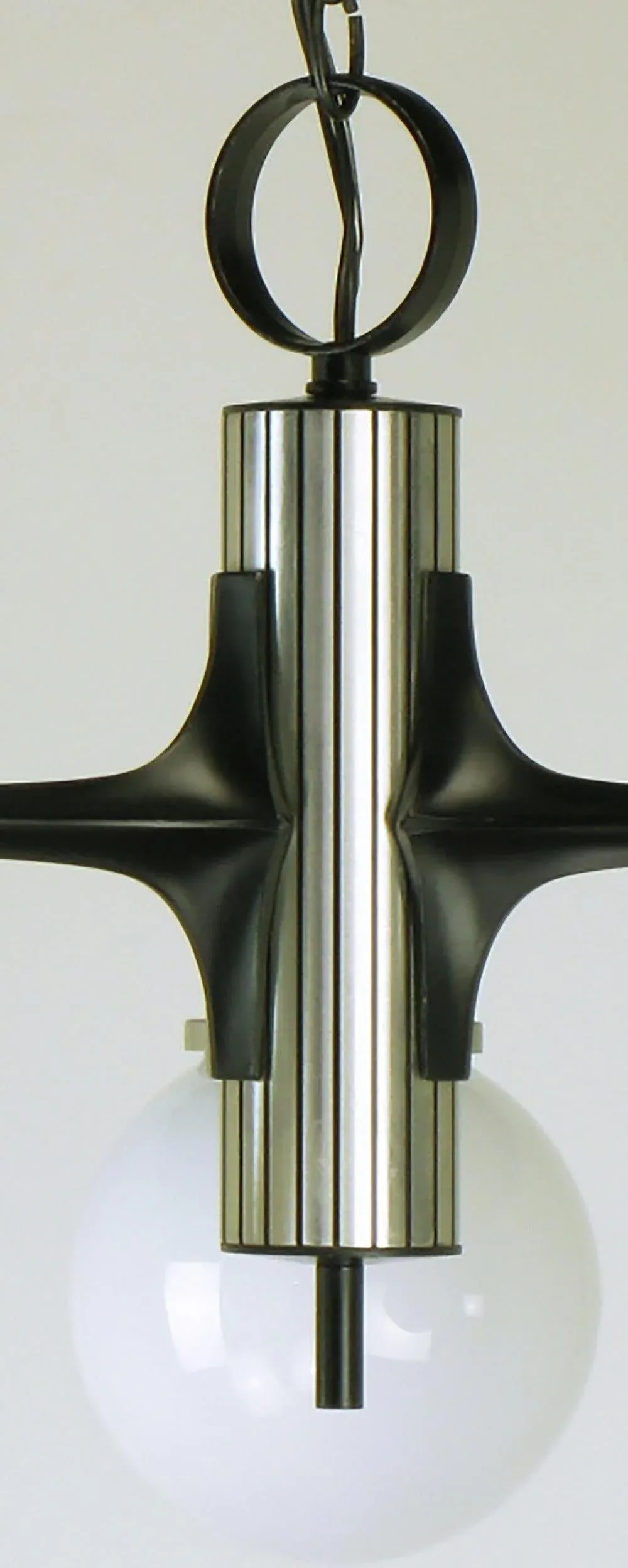 Litecraft Black Enameled and Brushed Aluminum Three-Globe Chandelier - 6