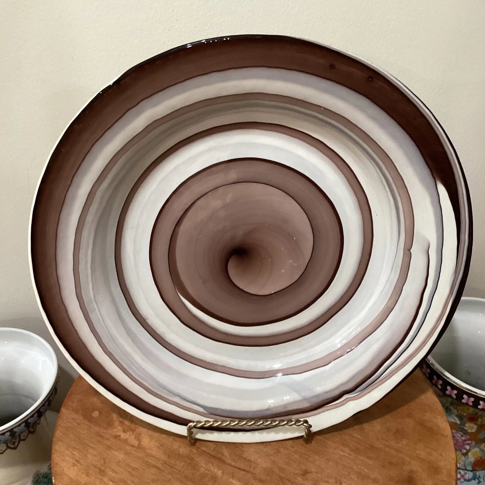 Mid 20th Century Murano Art Swirl Glass Centerpiece Bowl by Yalos Casa Italy - 10