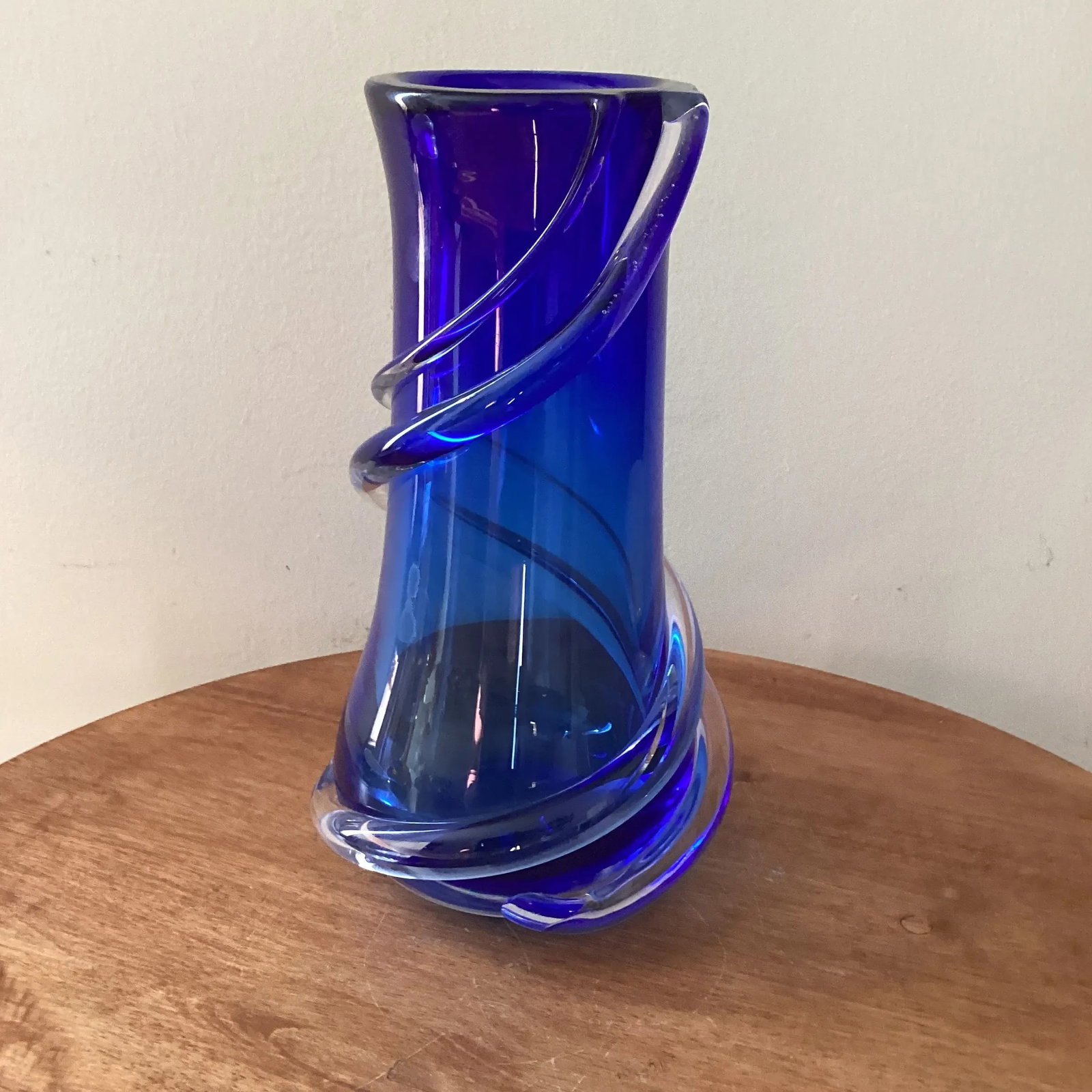 Mid 20th Century Modern Cobalt Blue Murano Style Art Glass Vase - 10