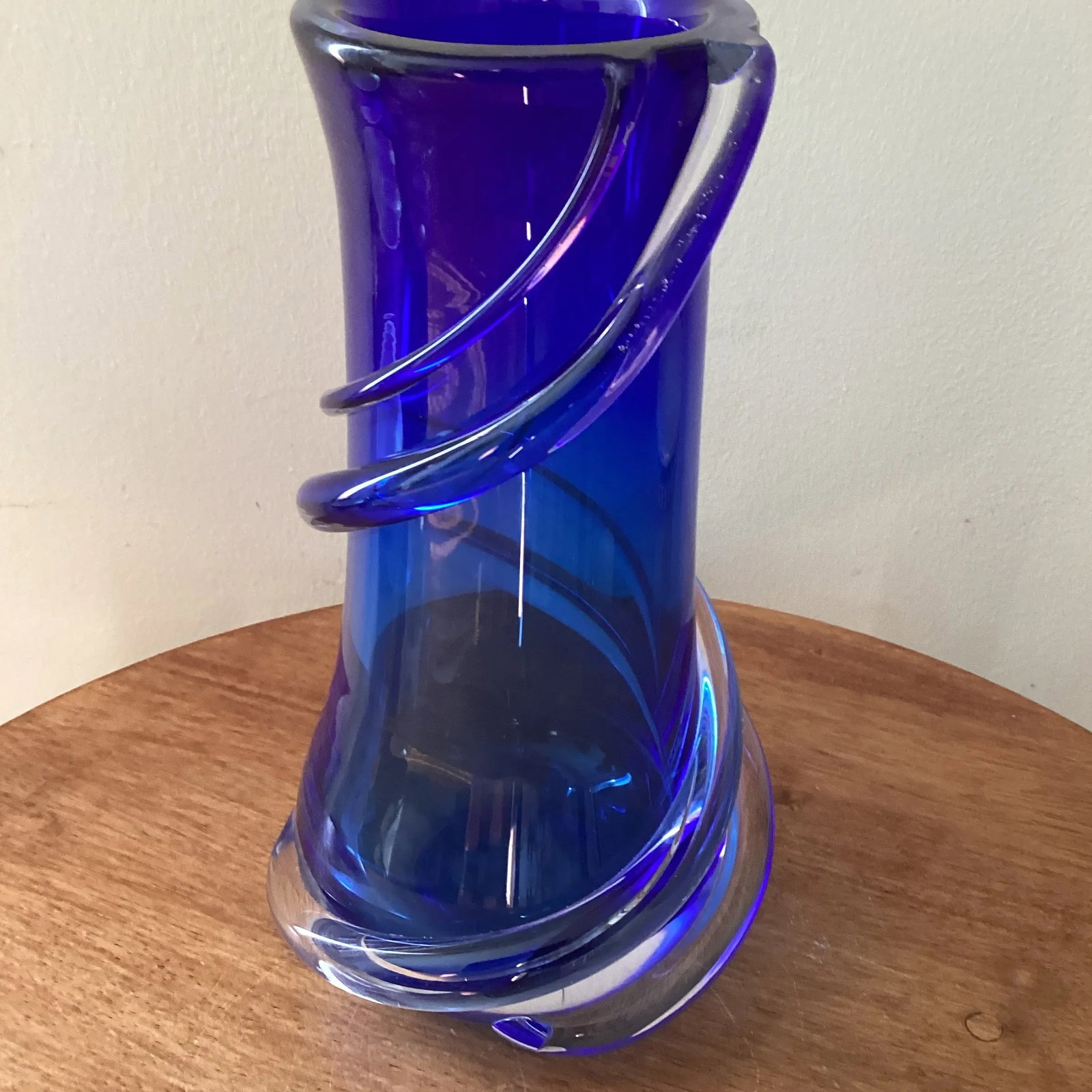 Mid 20th Century Modern Cobalt Blue Murano Style Art Glass Vase - 11