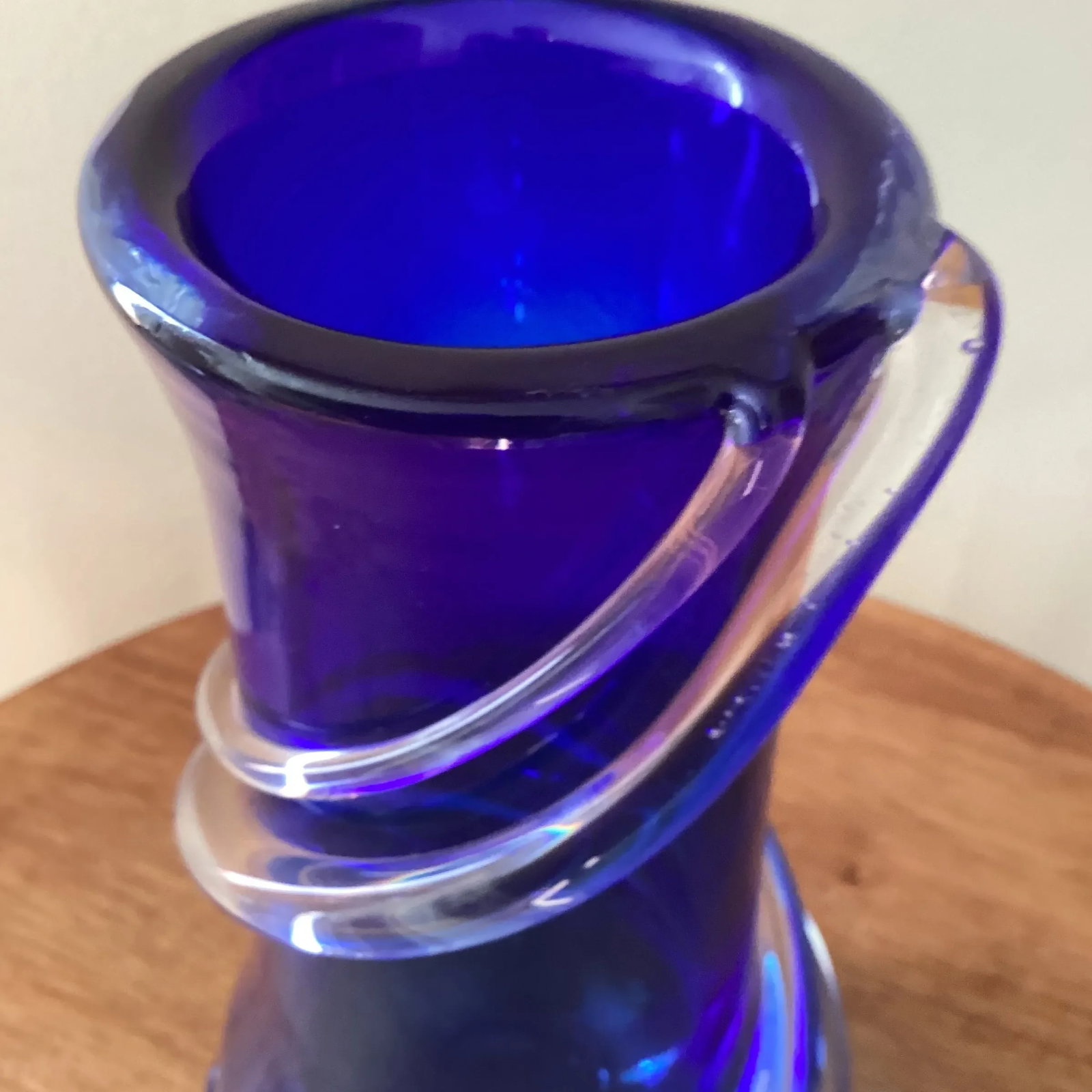 Mid 20th Century Modern Cobalt Blue Murano Style Art Glass Vase - 6