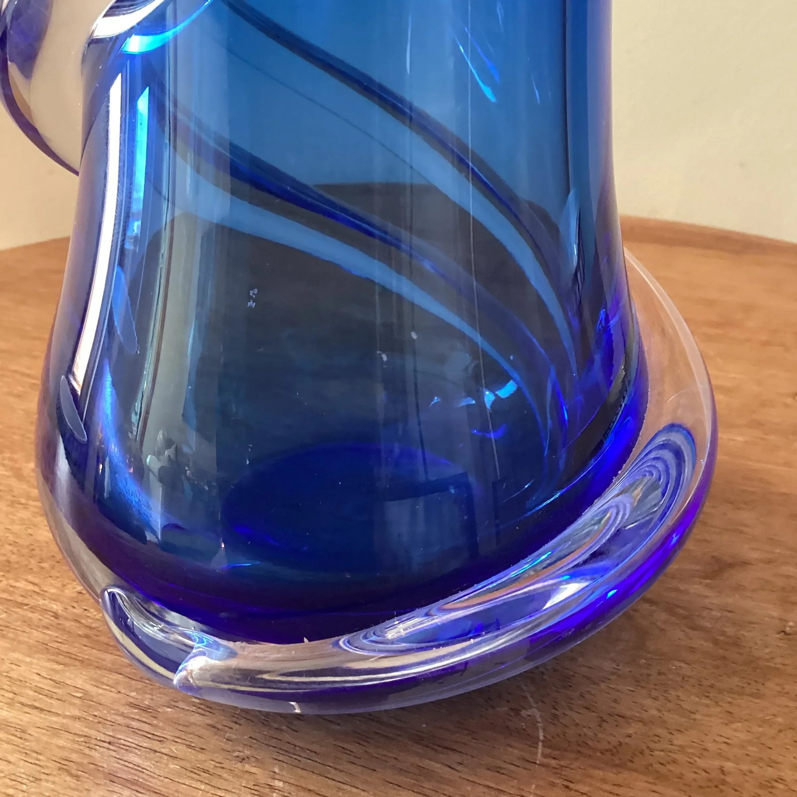 Mid 20th Century Modern Cobalt Blue Murano Style Art Glass Vase - 7