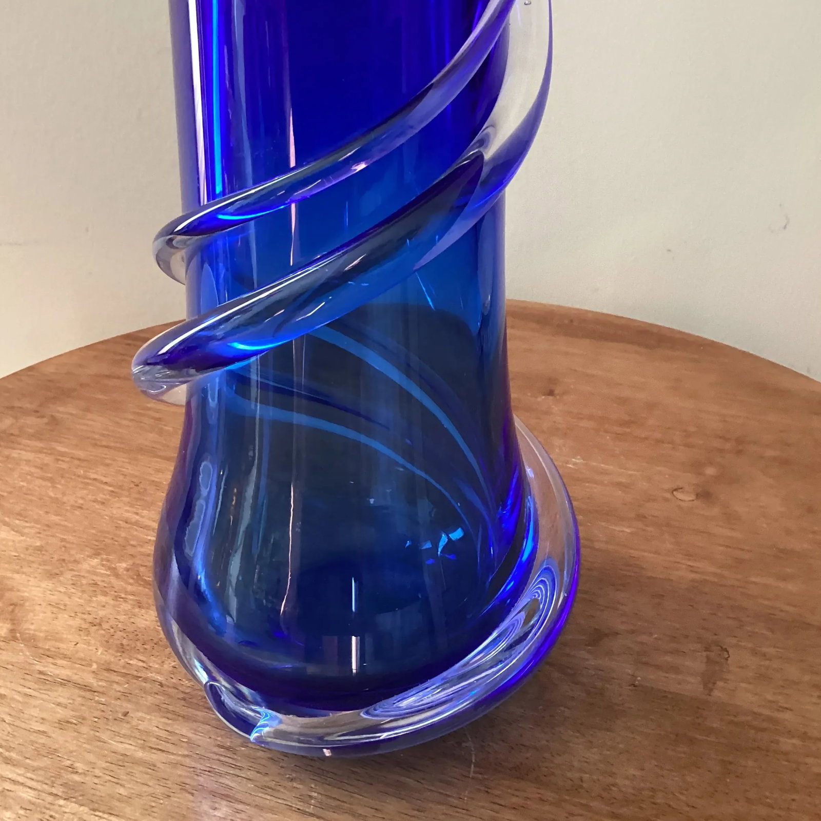 Mid 20th Century Modern Cobalt Blue Murano Style Art Glass Vase - 8