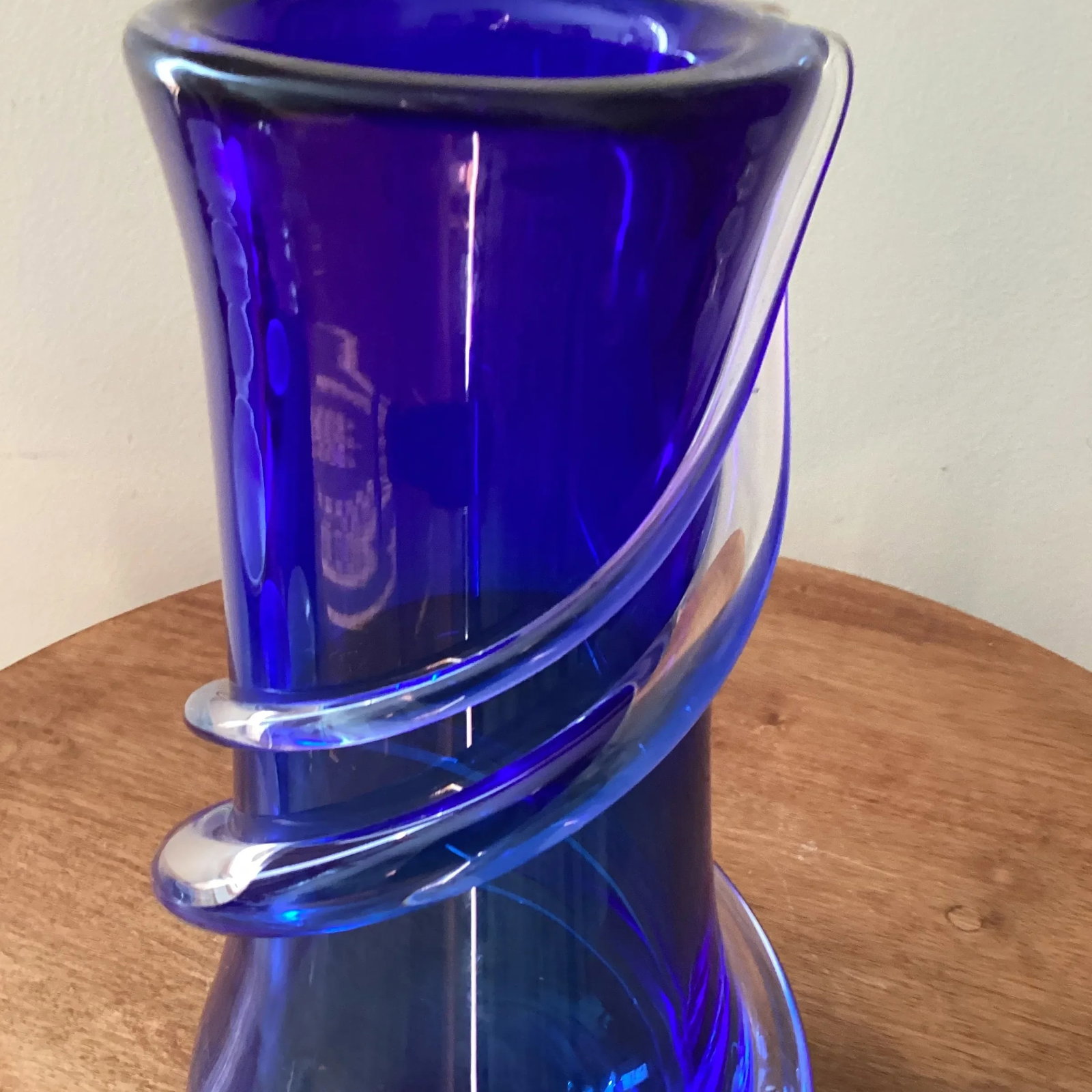 Mid 20th Century Modern Cobalt Blue Murano Style Art Glass Vase - 9