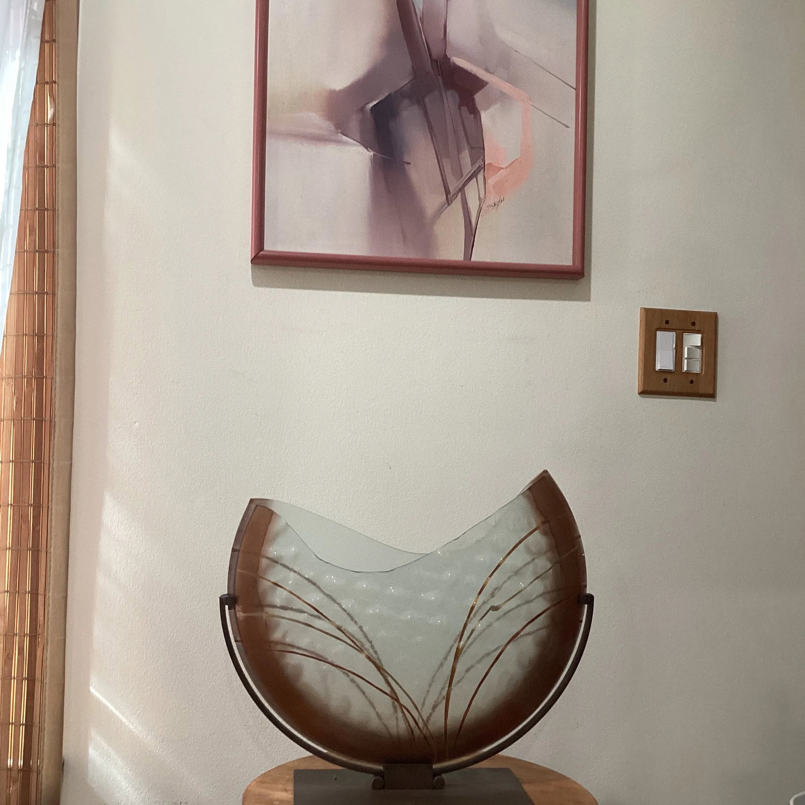 Mid 20th Century Abstract Modern Art Press Bobble Glass Dimple Vase With Iron Stand by Mark Hines De - 11