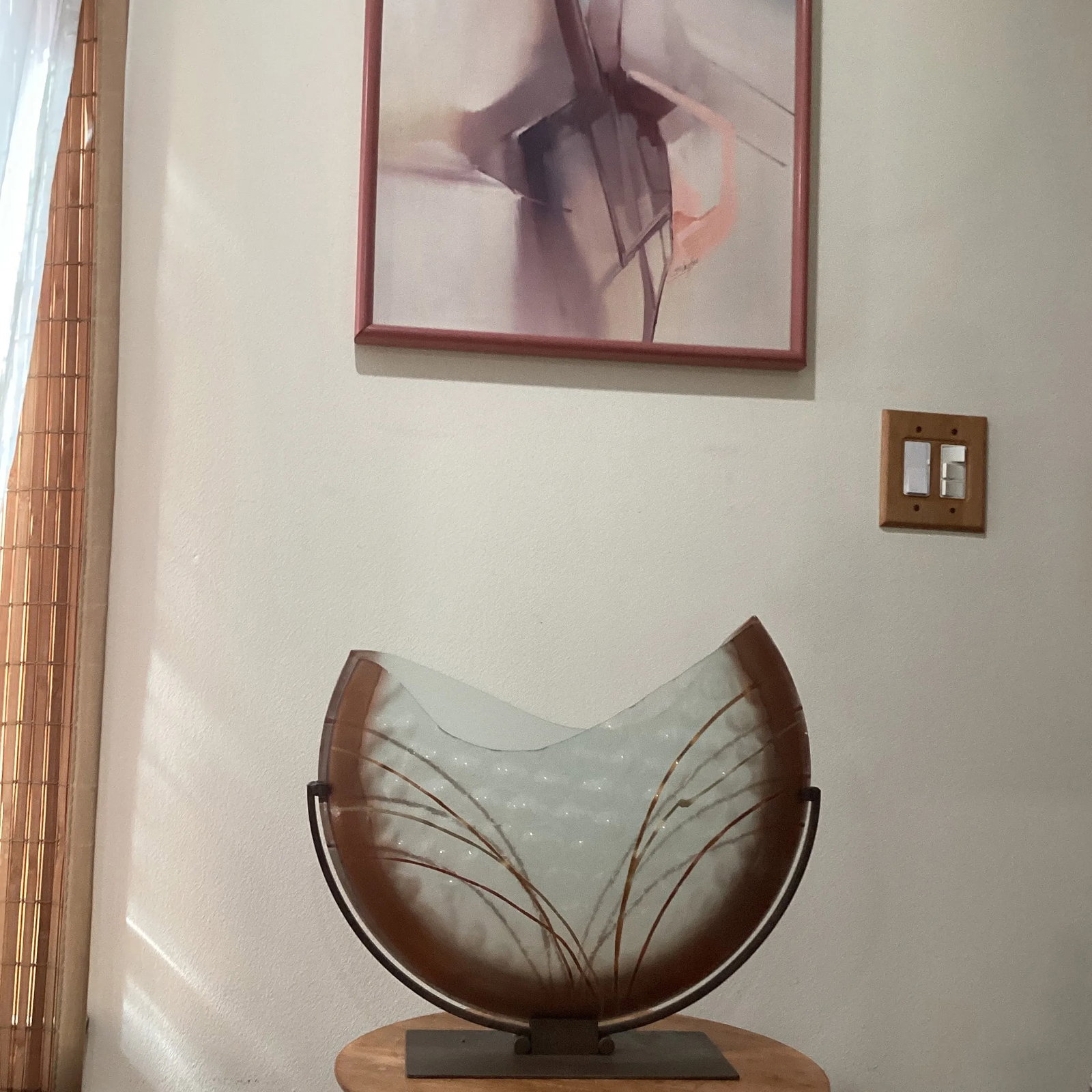 Mid 20th Century Abstract Modern Art Press Bobble Glass Dimple Vase With Iron Stand by Mark Hines De - 12