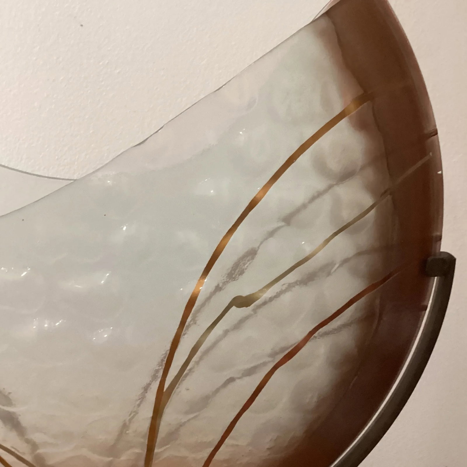 Mid 20th Century Abstract Modern Art Press Bobble Glass Dimple Vase With Iron Stand by Mark Hines De - 8