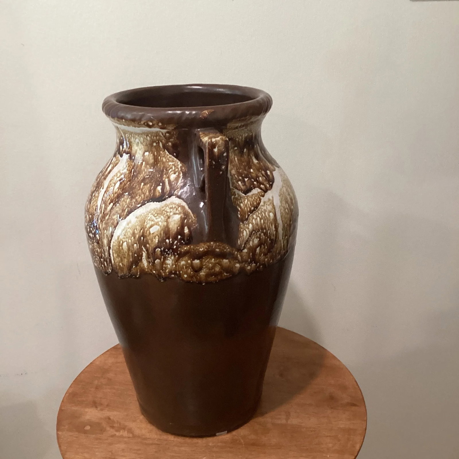 Antique Robinson-Ransbottom Pottery Co Roseville Ohio Stoneware Twin Handle Brown Jug Pot # 155 - 3