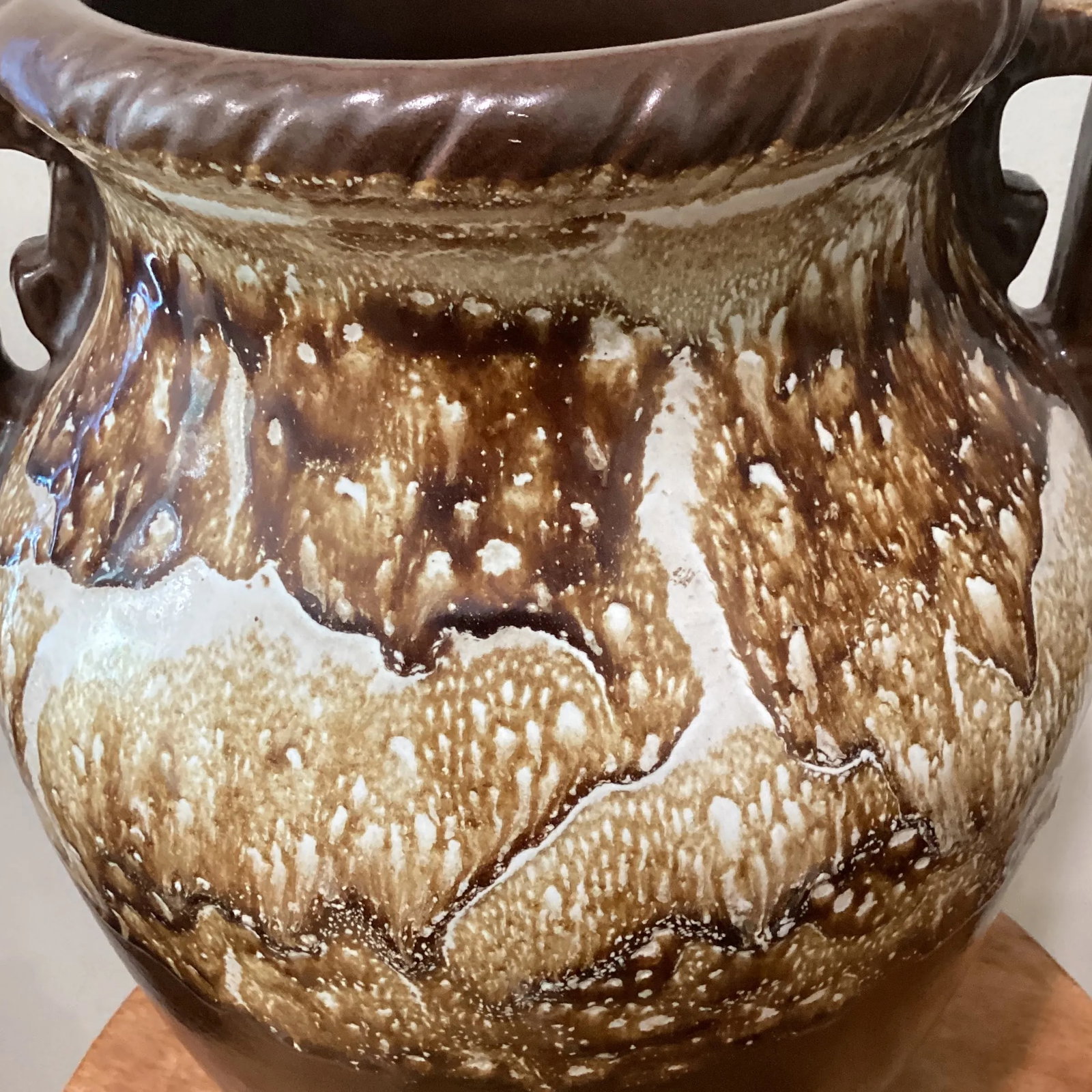 Antique Robinson-Ransbottom Pottery Co Roseville Ohio Stoneware Twin Handle Brown Jug Pot # 155 - 5