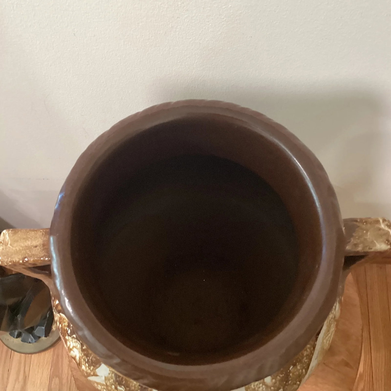 Antique Robinson-Ransbottom Pottery Co Roseville Ohio Stoneware Twin Handle Brown Jug Pot # 155 - 9