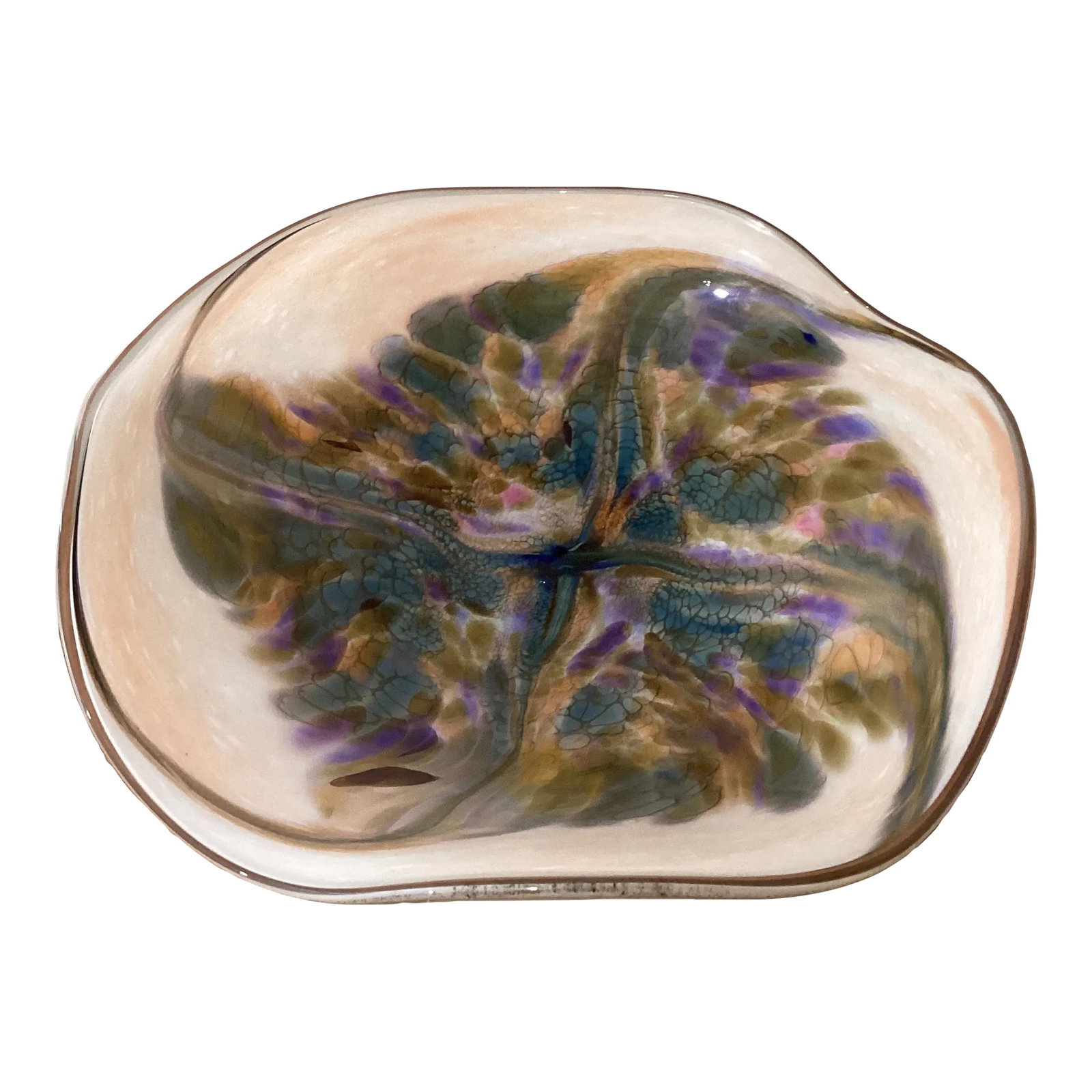 Mid 20th Century Italian Murano Colorful Art Glass Centerpiece/Bowl Signed by Artist: Mid 20th Century Italian Murano Colorful Art Glass Centerpiece/Bowl Signed by Artist Condition: Alterations: Original Condition Unaltered Imperfections: Some Imperfections Condition Notes: Good condit
