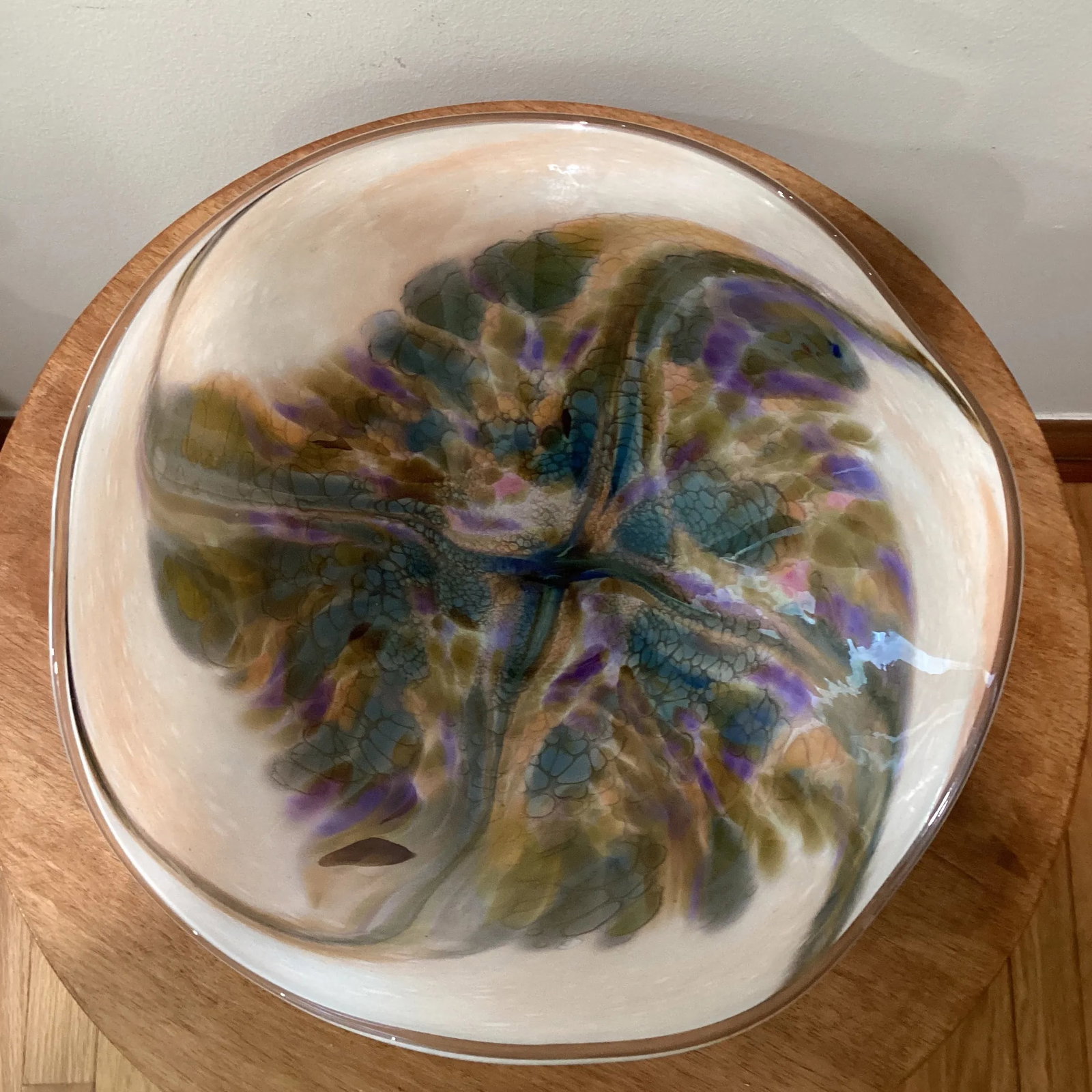 Mid 20th Century Italian Murano Colorful Art Glass Centerpiece/Bowl Signed by Artist - 2