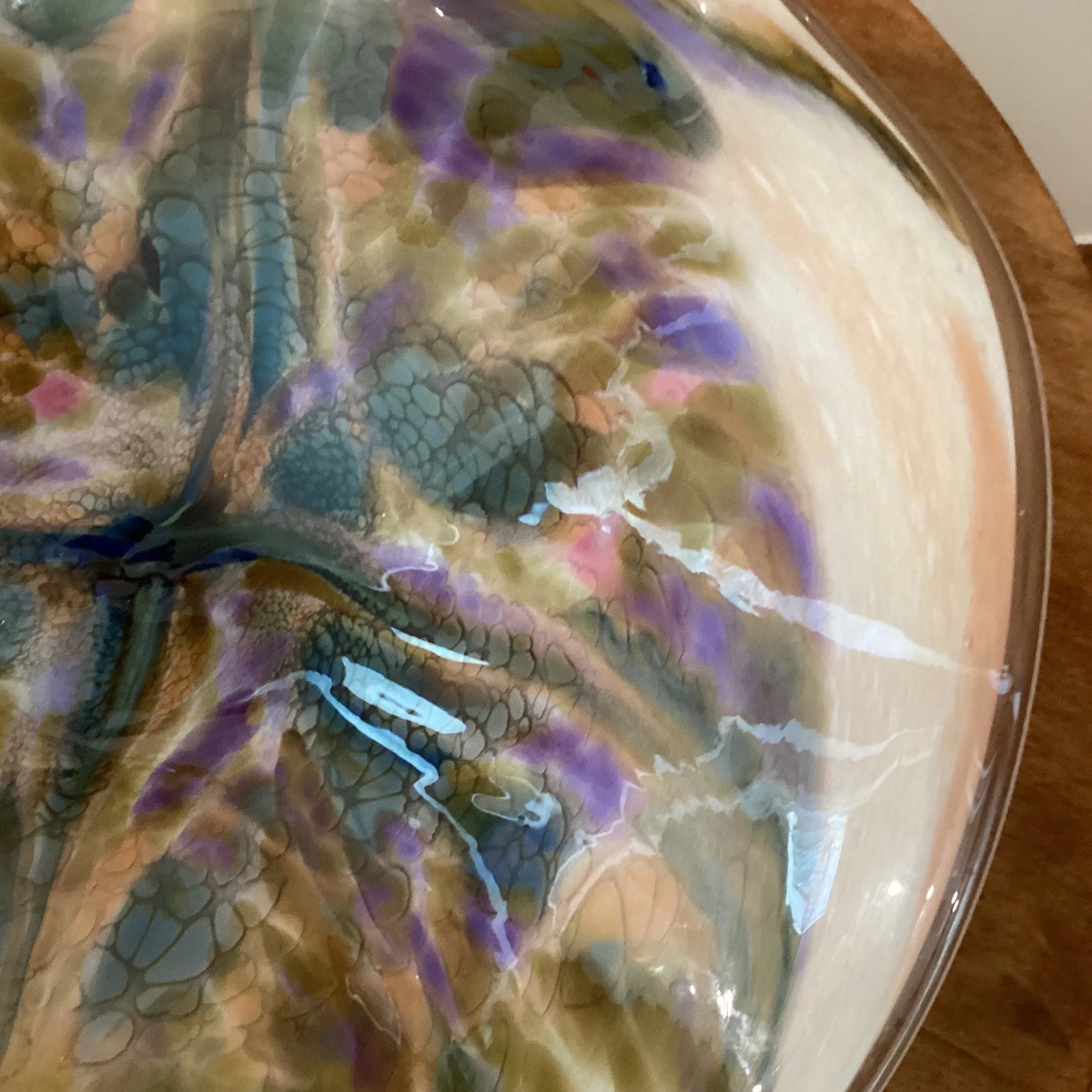 Mid 20th Century Italian Murano Colorful Art Glass Centerpiece/Bowl Signed by Artist - 5