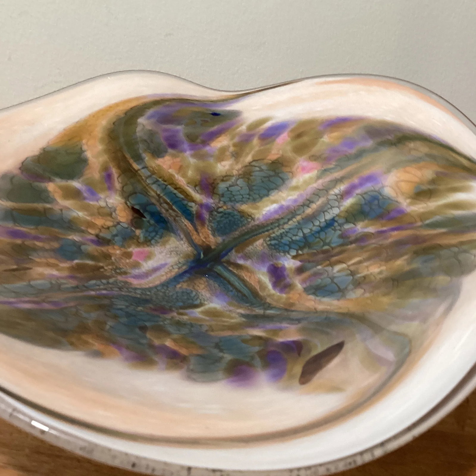 Mid 20th Century Italian Murano Colorful Art Glass Centerpiece/Bowl Signed by Artist - 9