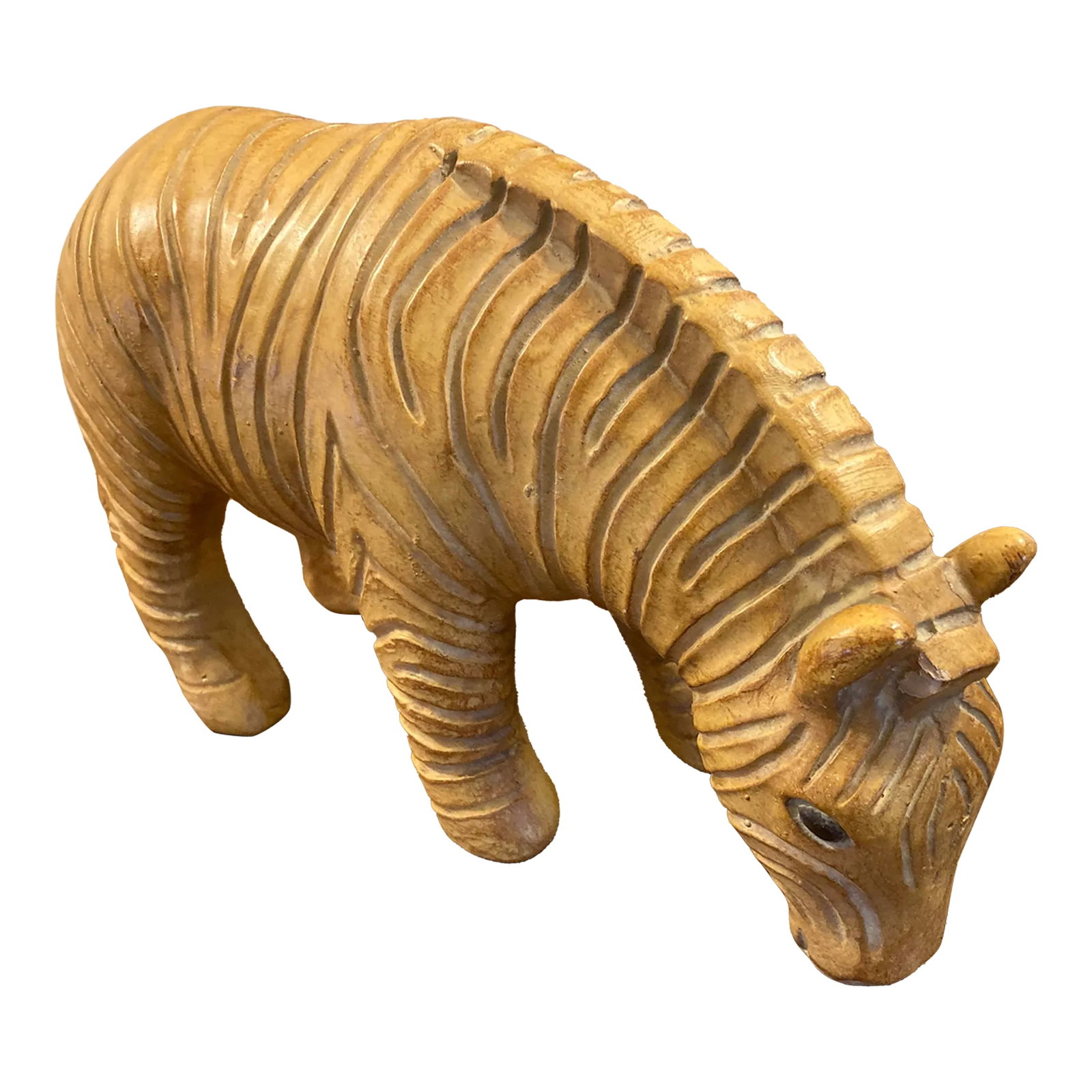 Mid 20th Century Mid-Century Modern Zebra Sculpture: Very heavy abstract-ish zebra. There is a mold mark, but an able to read. See pics. Dimensions. 11" long x 7" tall x 3.5" wide Condition: Alterations: Original Condition Unaltered Imperfections: Some 