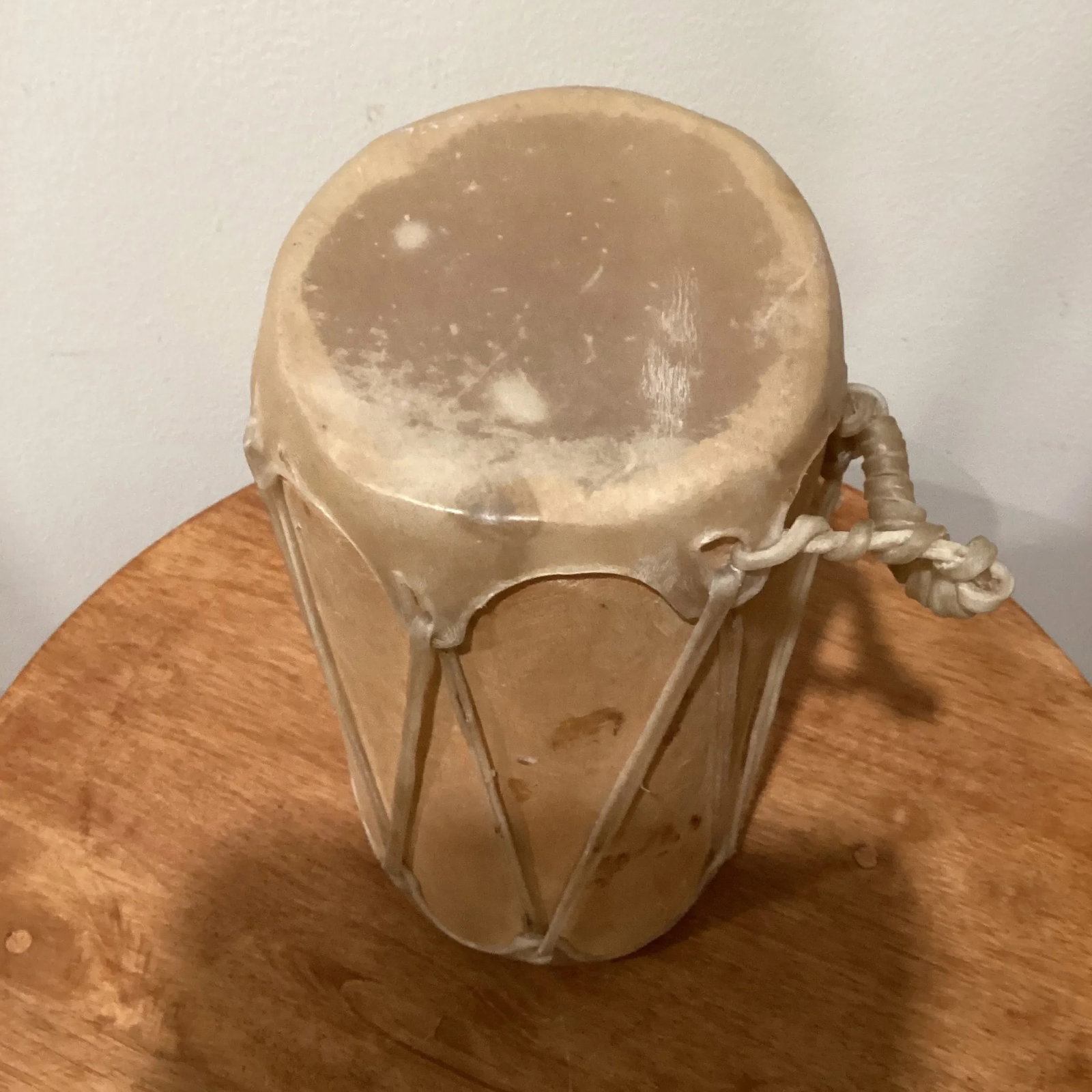 Vintage Musical Instrument Rawhide Tribal Leather Wooden Drum Set- 3 Pieces - 2