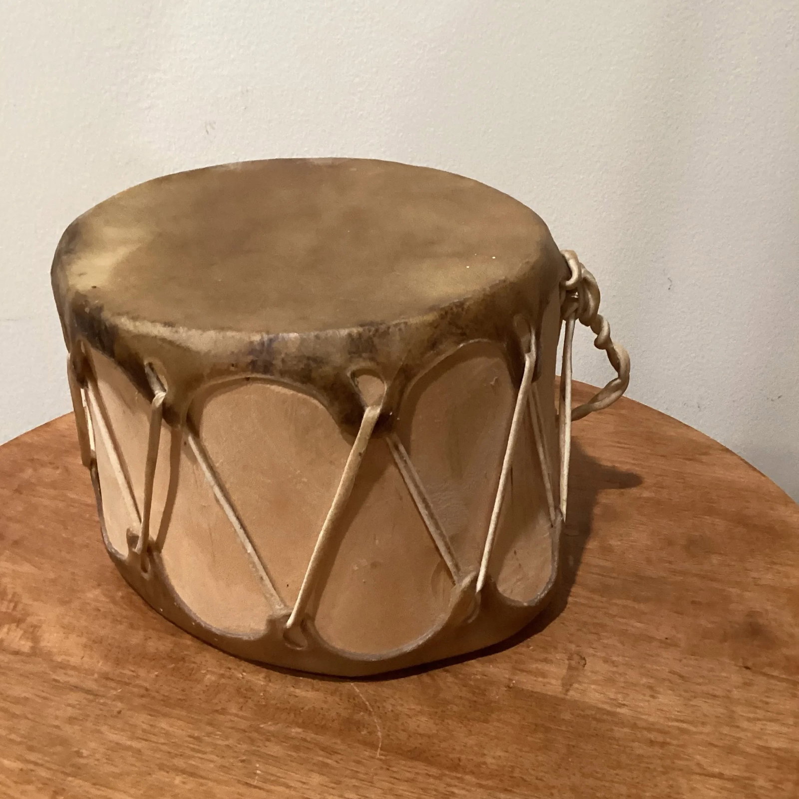 Vintage Musical Instrument Rawhide Tribal Leather Wooden Drum Set- 3 Pieces - 3