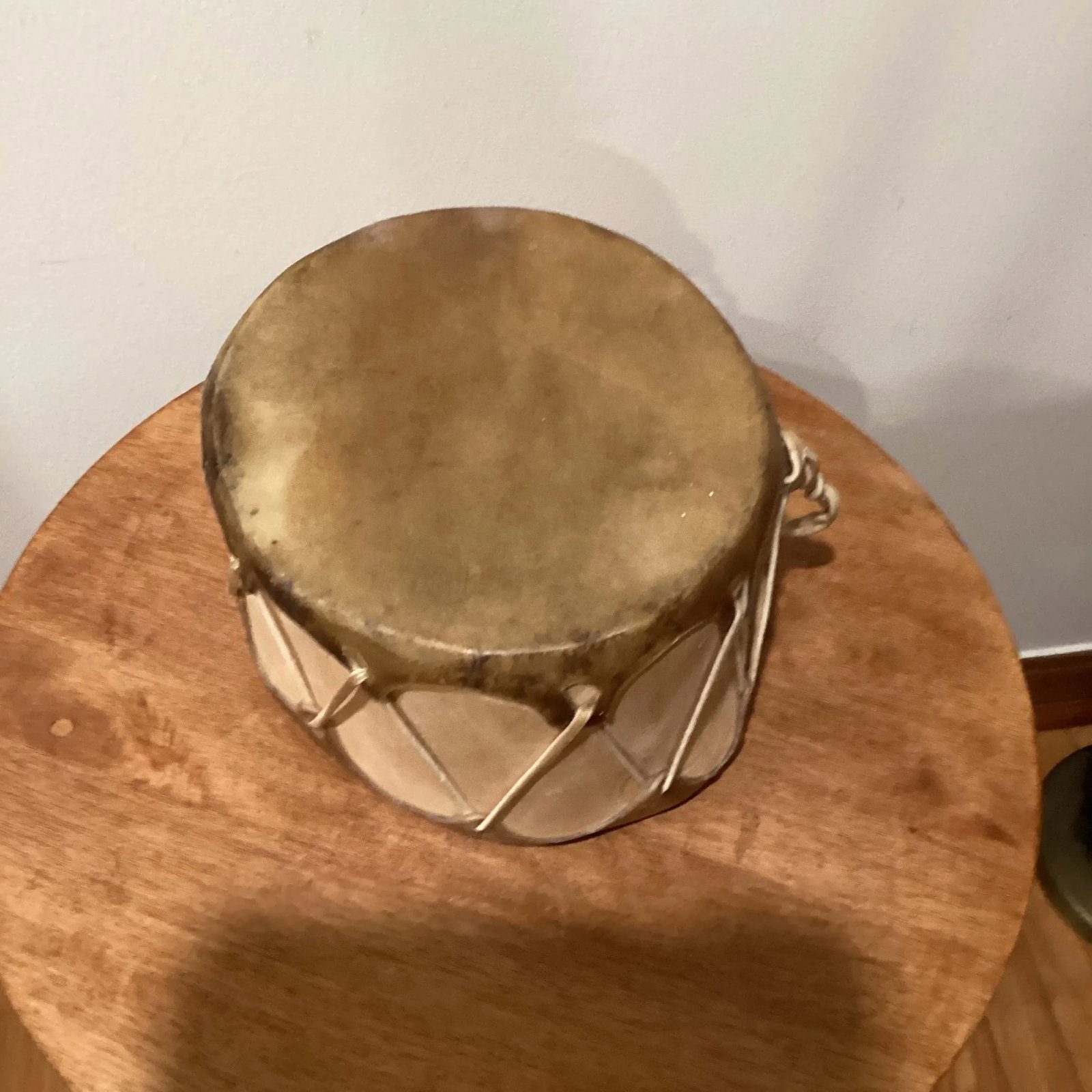 Vintage Musical Instrument Rawhide Tribal Leather Wooden Drum Set- 3 Pieces - 4