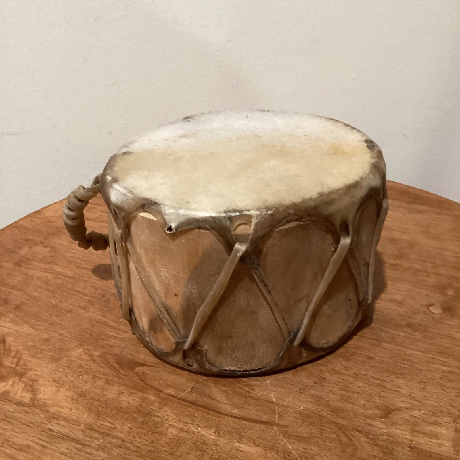 Vintage Musical Instrument Rawhide Tribal Leather Wooden Drum Set- 3 Pieces - 5