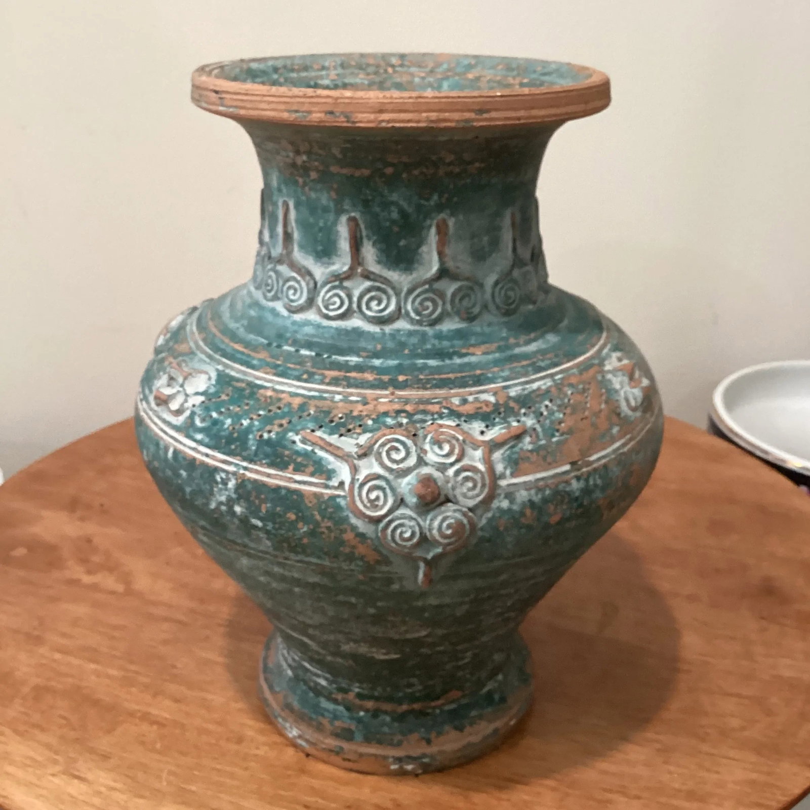 Early 20th Century Chinese Style Glazed Pottery Terracotta Green Vase - 10