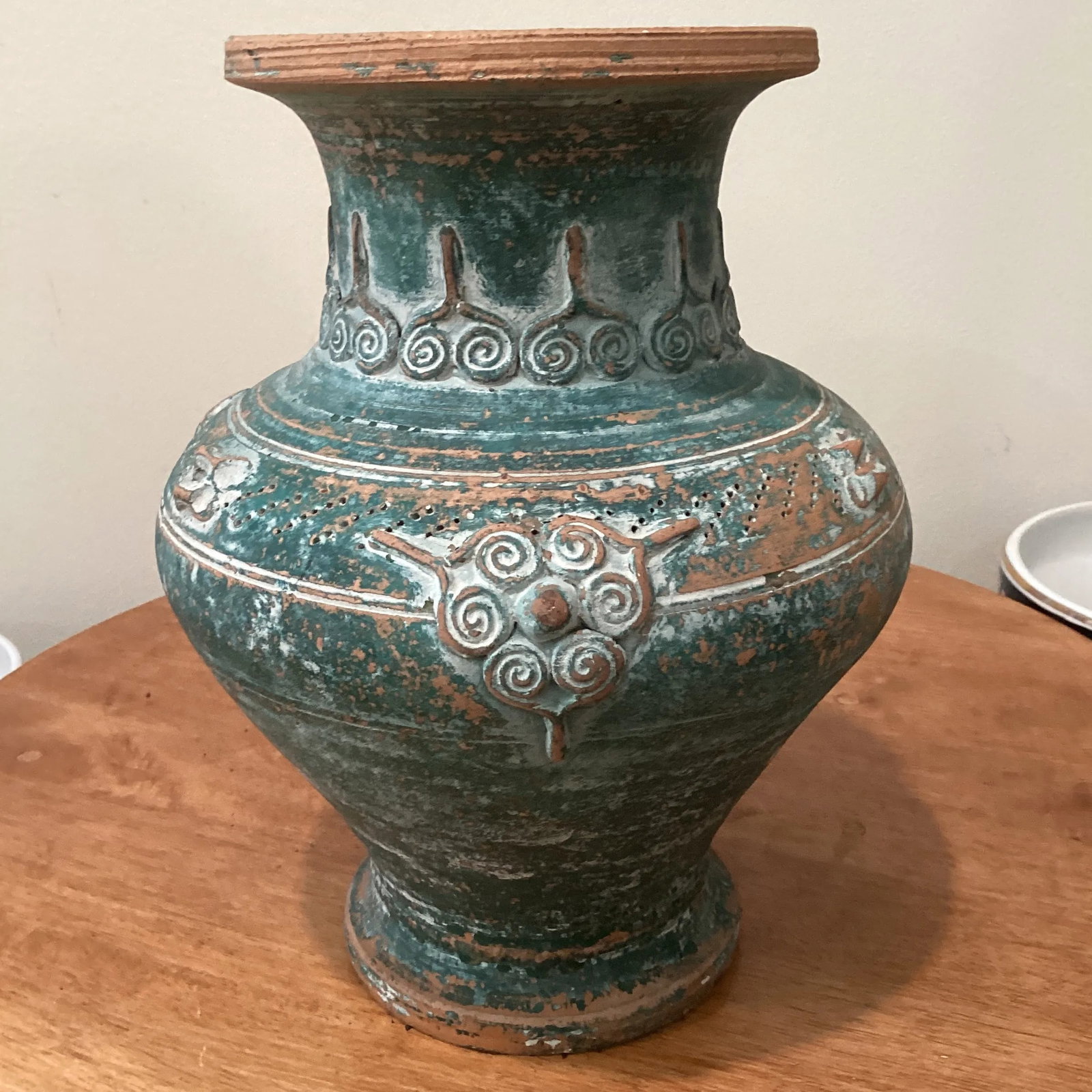Early 20th Century Chinese Style Glazed Pottery Terracotta Green Vase - 12