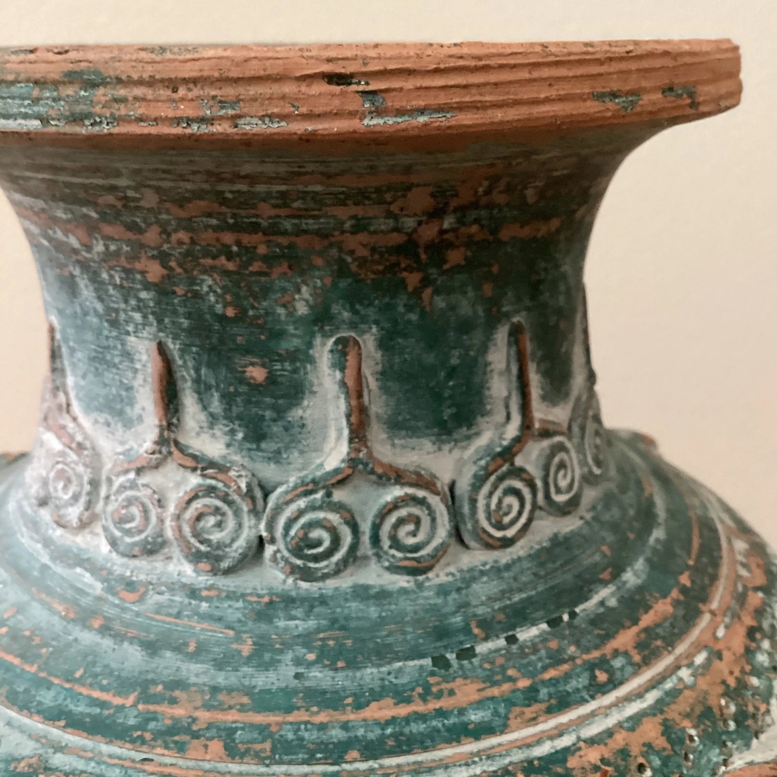 Early 20th Century Chinese Style Glazed Pottery Terracotta Green Vase - 3
