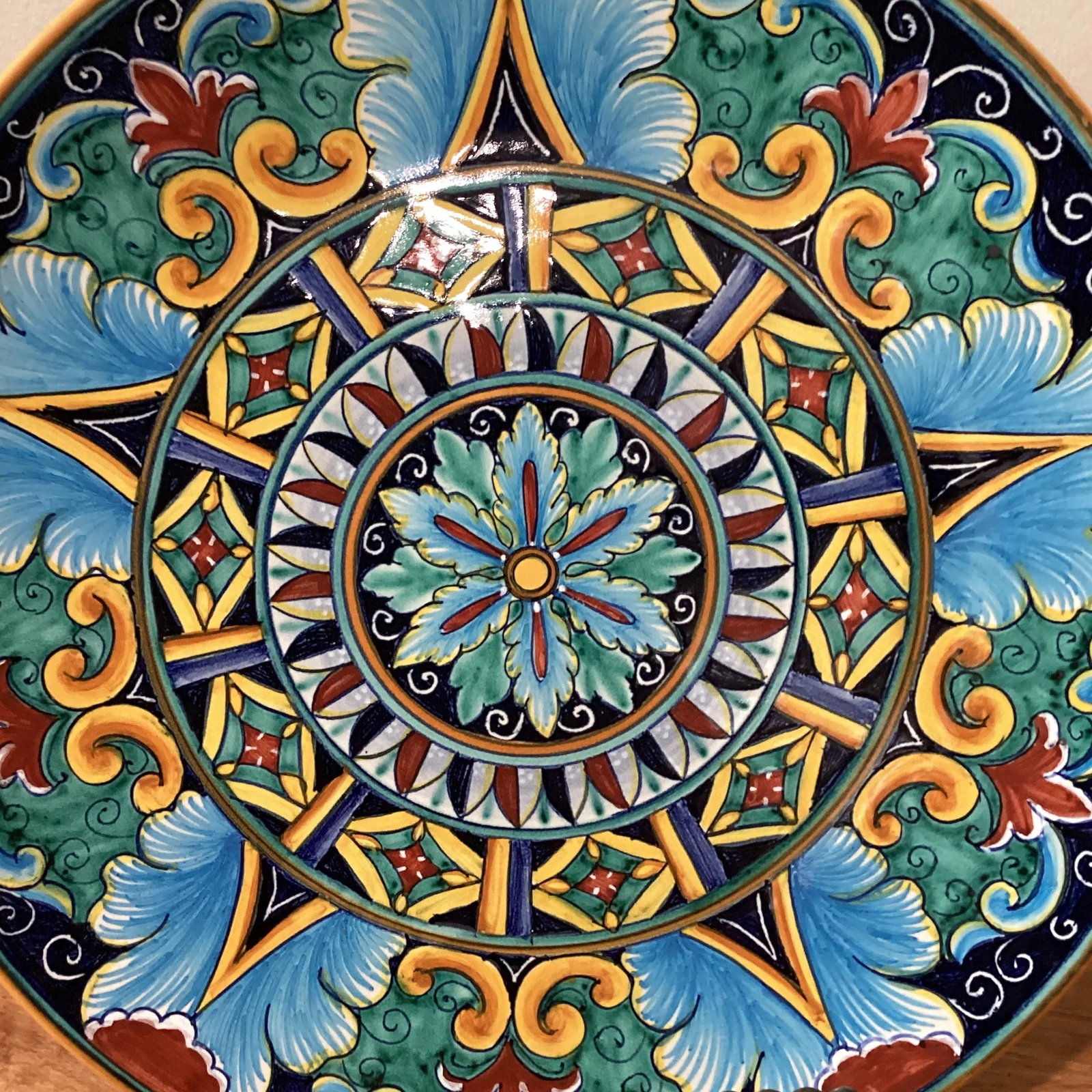 Vintage Deruta Pina Ceramica Geometrico Decorative Plate, Signed Deruto Amano Italy - 10