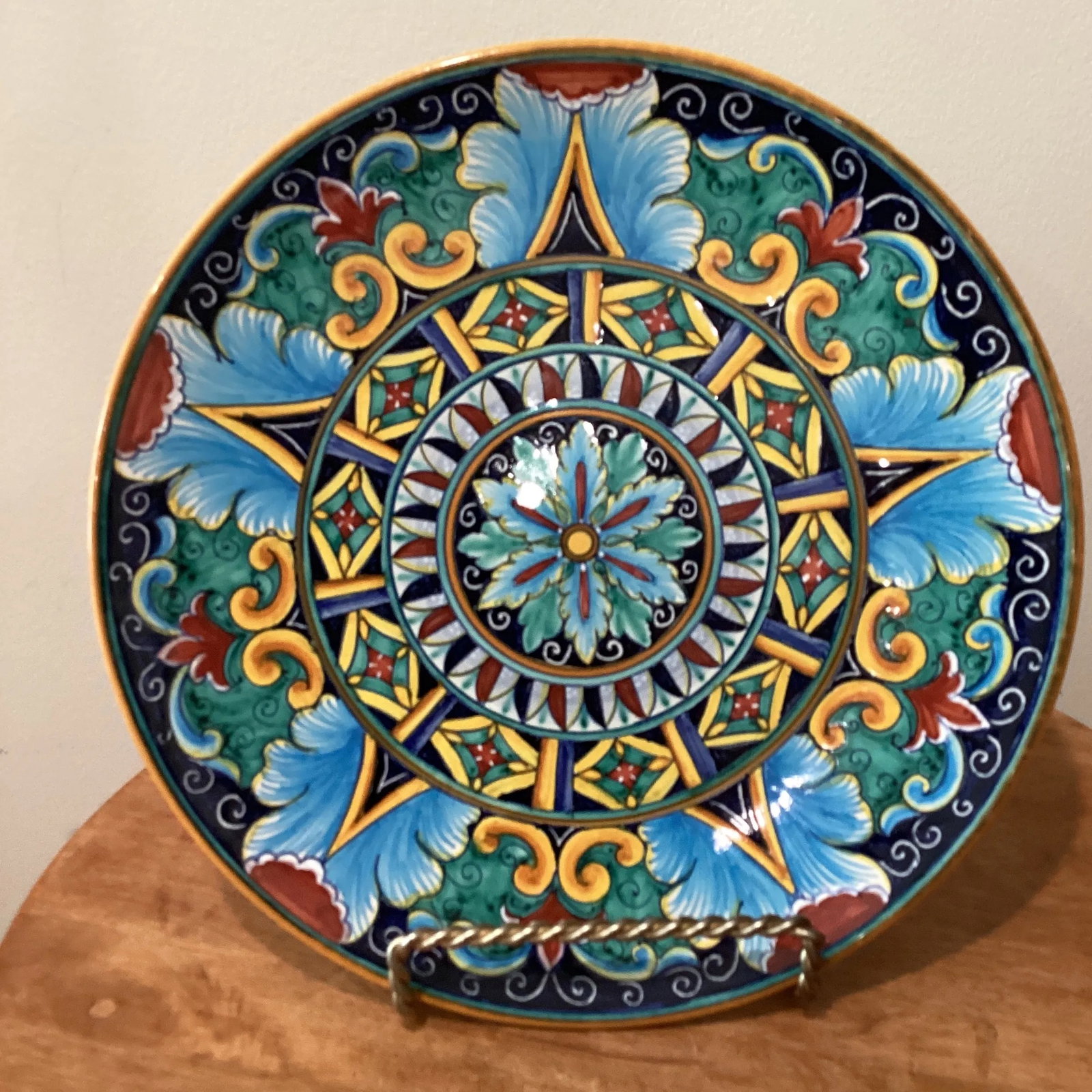 Vintage Deruta Pina Ceramica Geometrico Decorative Plate, Signed Deruto Amano Italy - 2