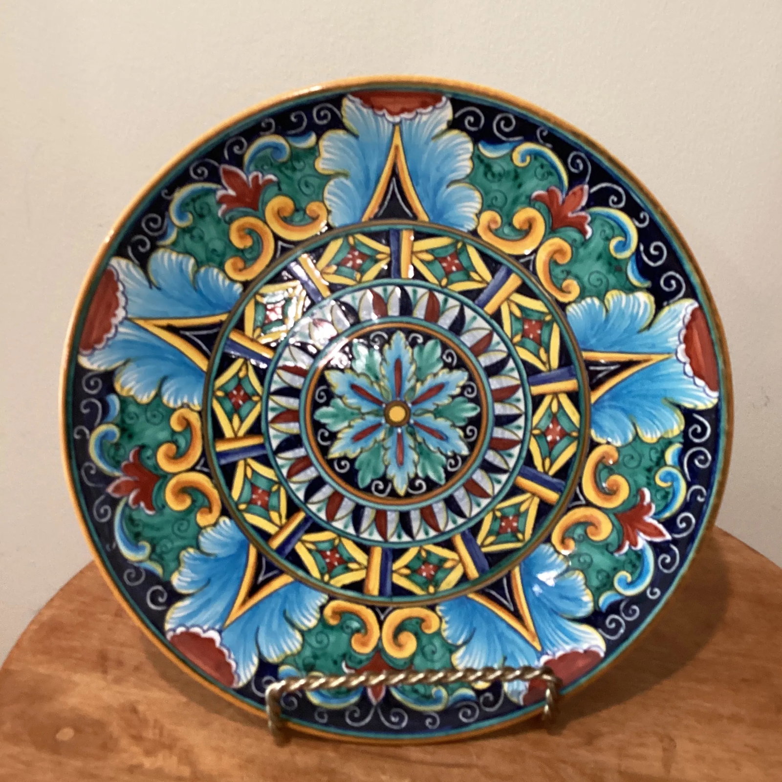 Vintage Deruta Pina Ceramica Geometrico Decorative Plate, Signed Deruto Amano Italy - 3