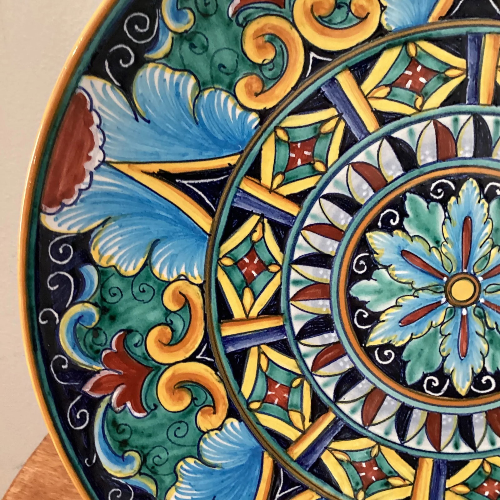 Vintage Deruta Pina Ceramica Geometrico Decorative Plate, Signed Deruto Amano Italy - 5