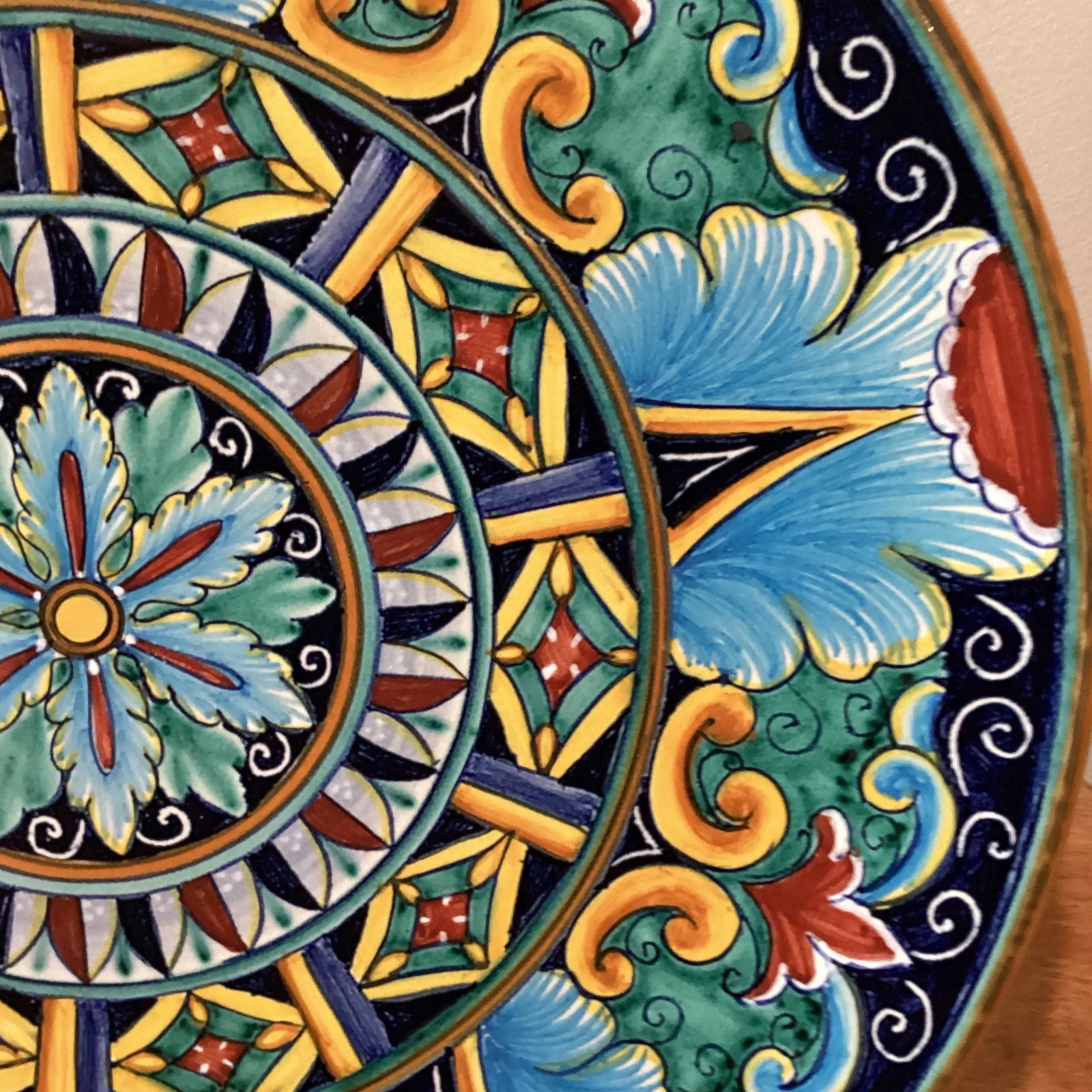 Vintage Deruta Pina Ceramica Geometrico Decorative Plate, Signed Deruto Amano Italy - 6