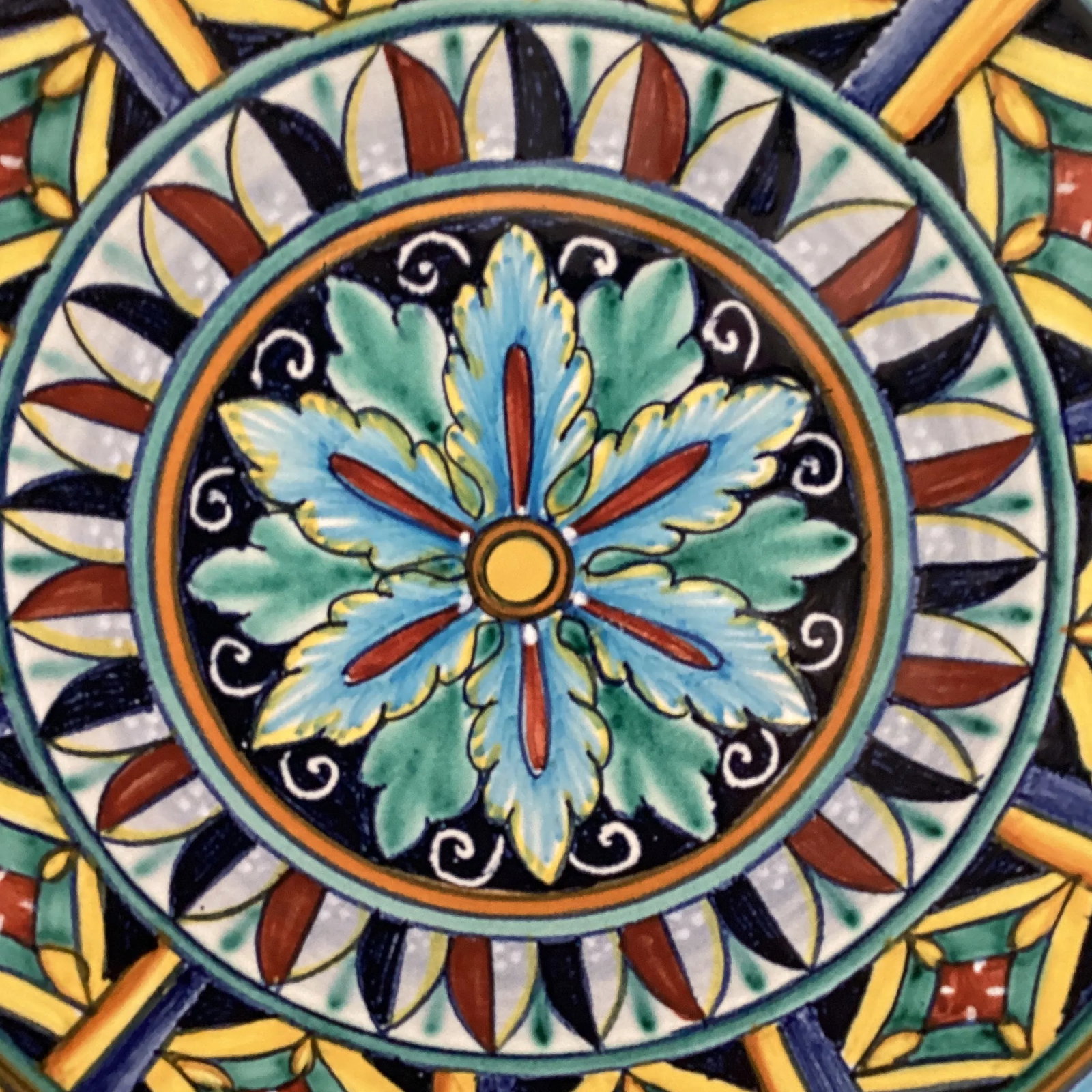 Vintage Deruta Pina Ceramica Geometrico Decorative Plate, Signed Deruto Amano Italy - 8