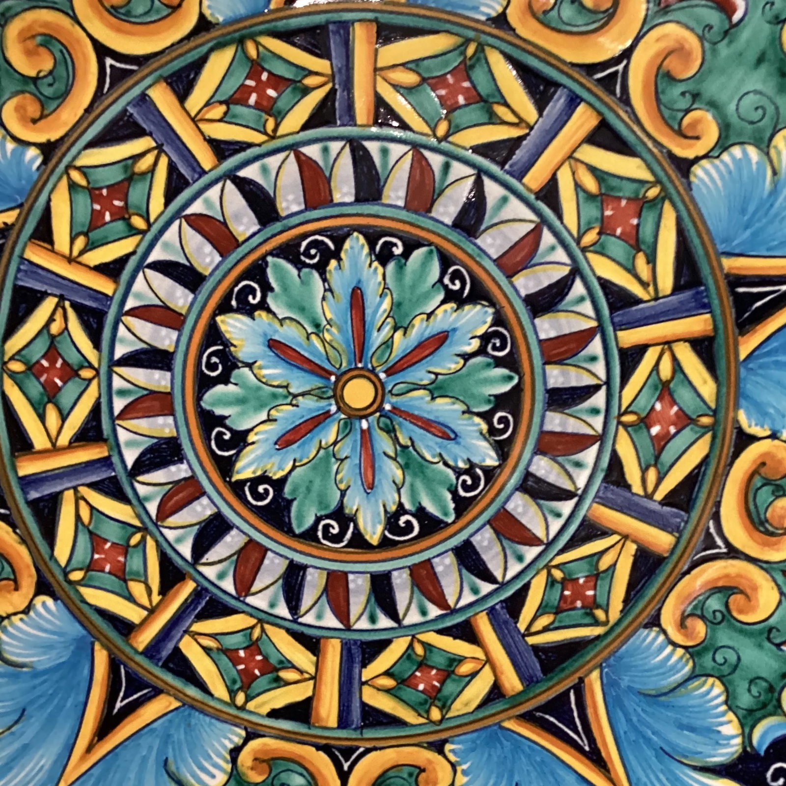 Vintage Deruta Pina Ceramica Geometrico Decorative Plate, Signed Deruto Amano Italy - 9
