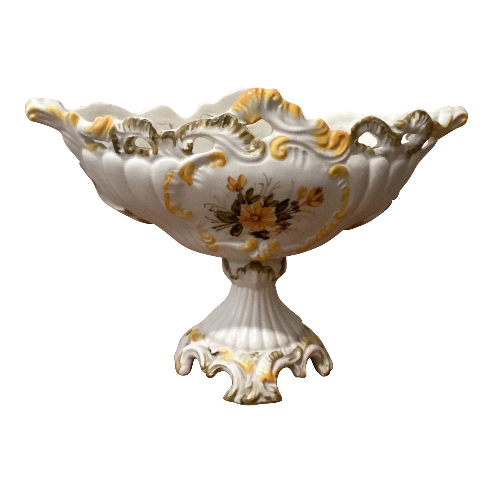Antique Majolica Centerpiece Bowl Hand Painted Floral Rococo Design Italy: Majolica Centerpiece Bowl Hand Painted Floral Rococo Design Italy Rare and highly collectible. The symbol of the shooting star has been used by the town of Nove for several centuries. In 1911