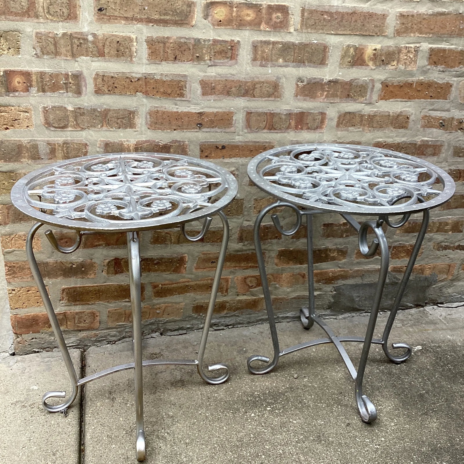 Mid 20th Century French Style Vintage Scrolled Wrought Iron Tables - Set of 2 - 11