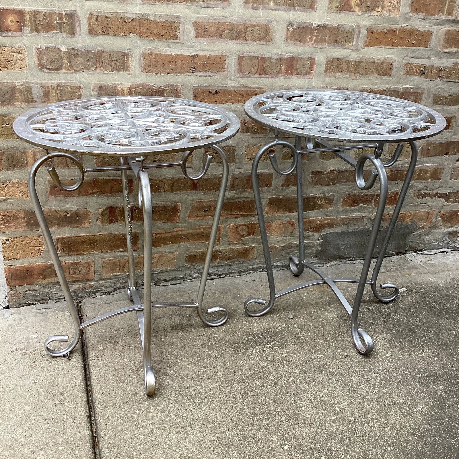 Mid 20th Century French Style Vintage Scrolled Wrought Iron Tables - Set of 2 - 2