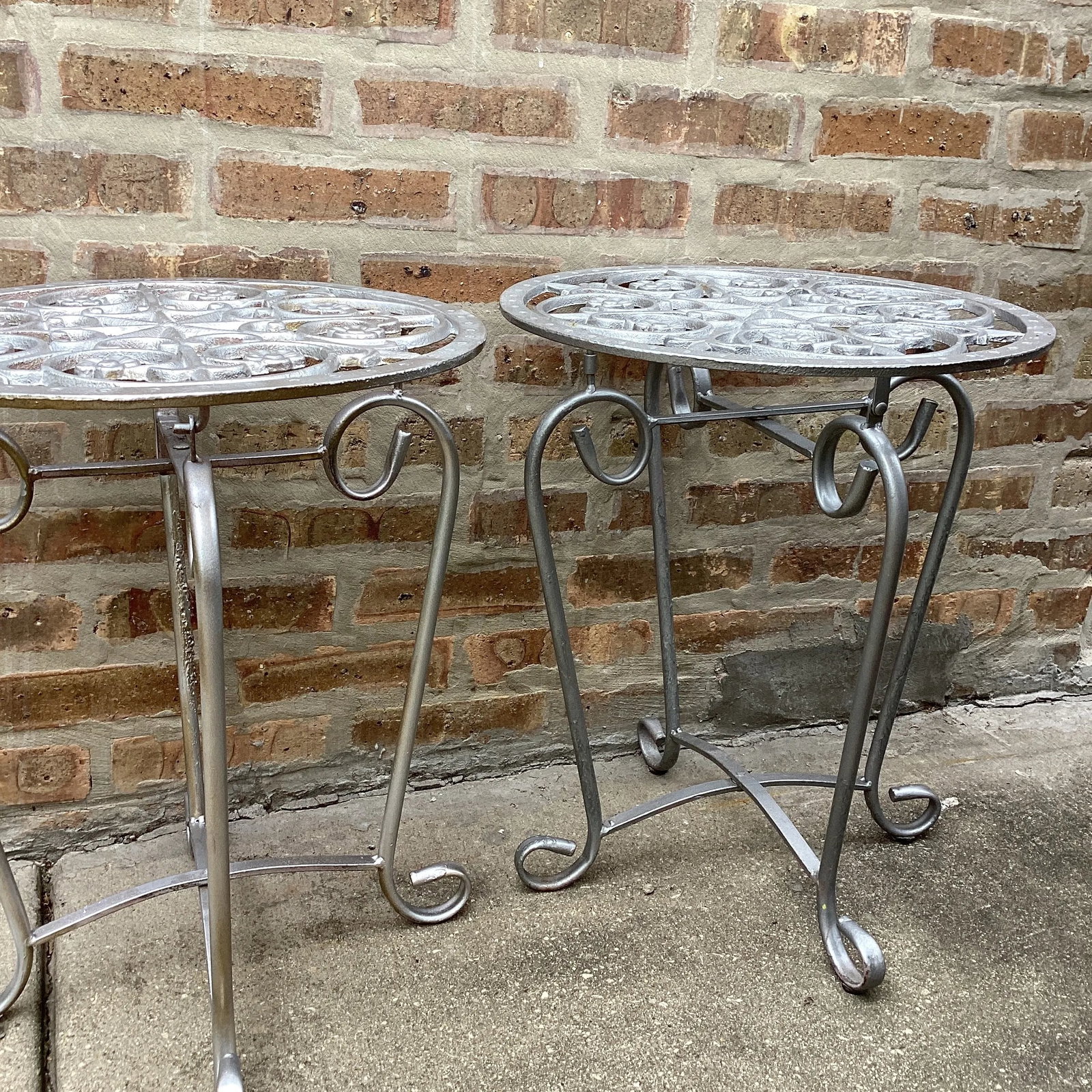 Mid 20th Century French Style Vintage Scrolled Wrought Iron Tables - Set of 2 - 3