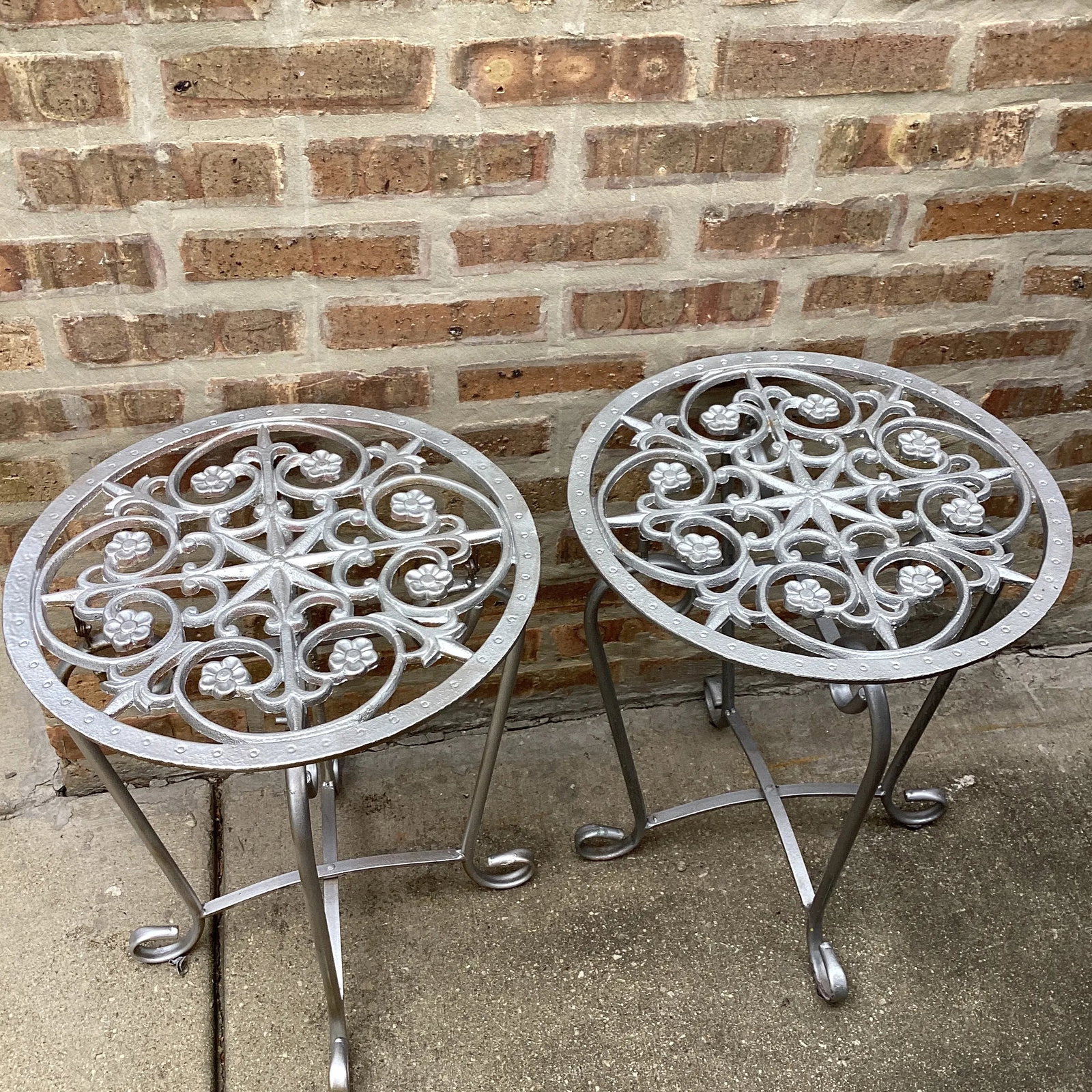 Mid 20th Century French Style Vintage Scrolled Wrought Iron Tables - Set of 2 - 6