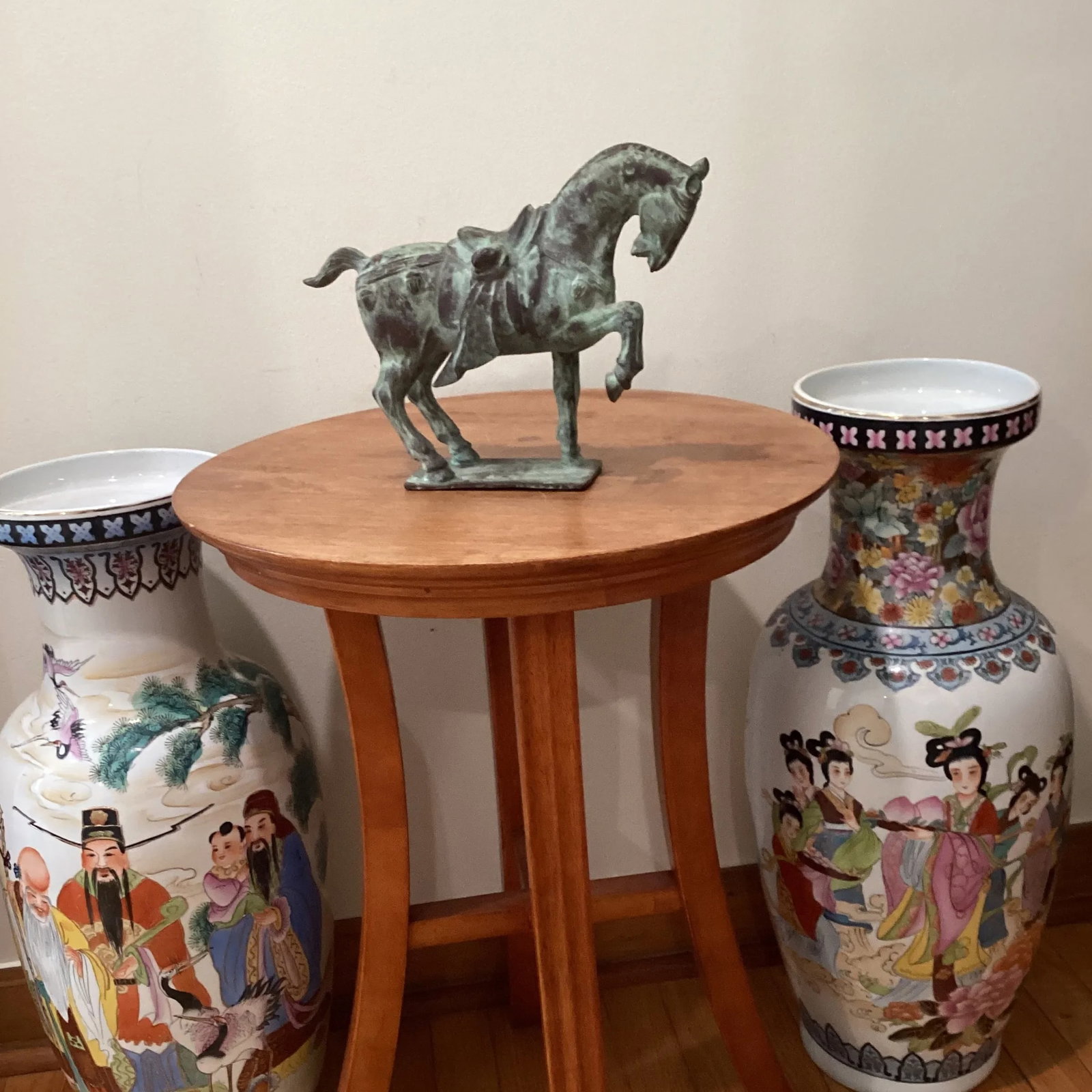 Early 20th Century Tang Dynasty-Style War Horse Metal Sculpture on Pedestal, Artist Signed - 9