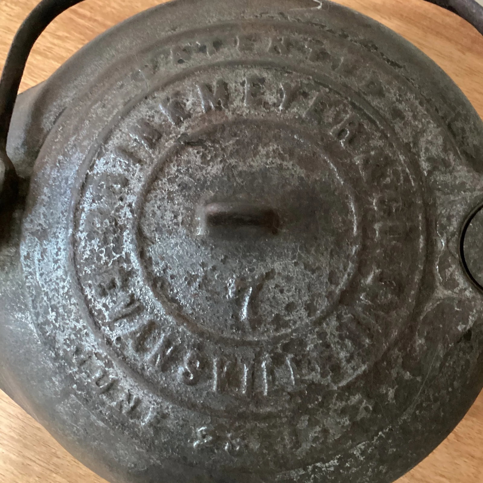 Antique 1863 Brinkmeyer Cast Iron Tea Kettle Evansville - 5