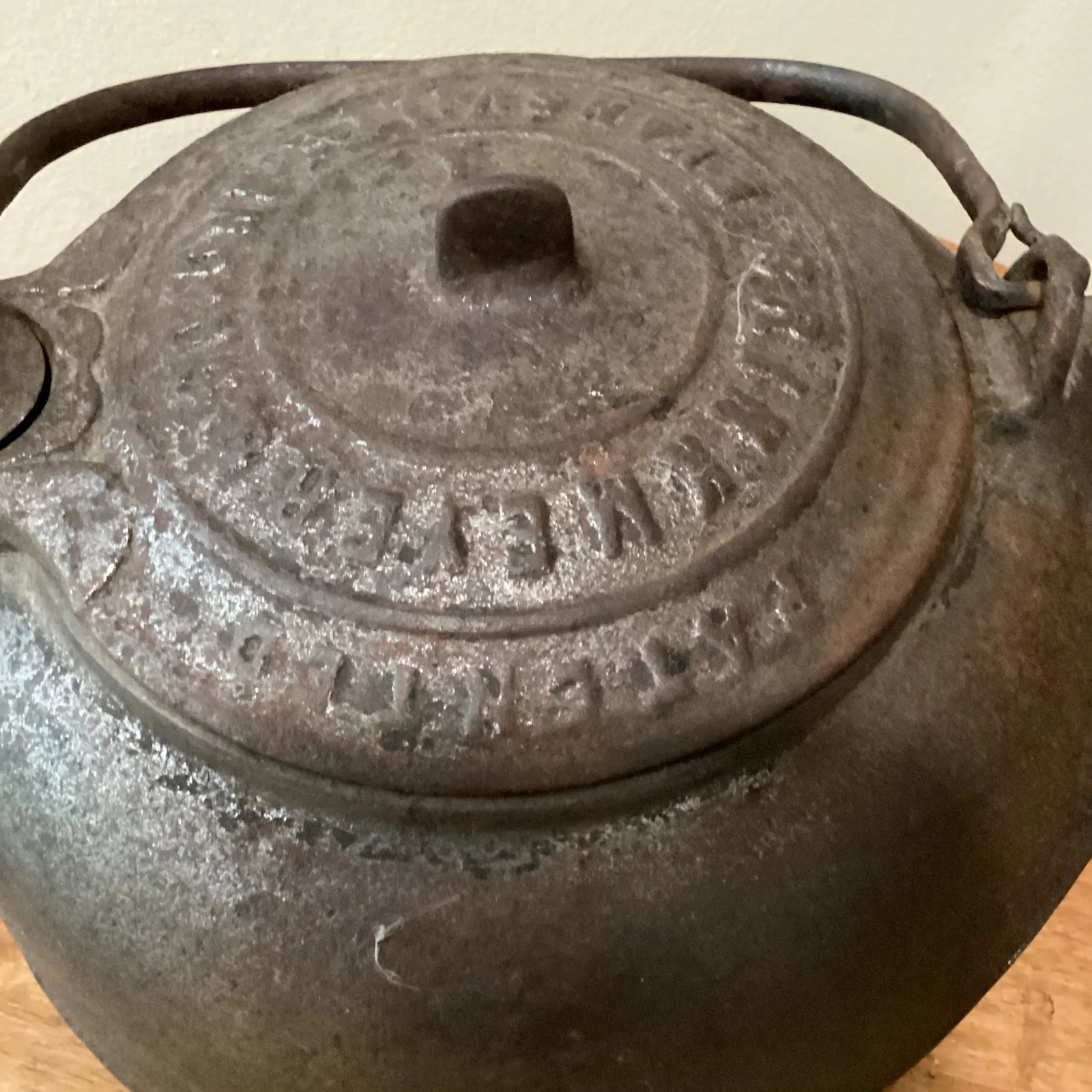 Antique 1863 Brinkmeyer Cast Iron Tea Kettle Evansville - 6